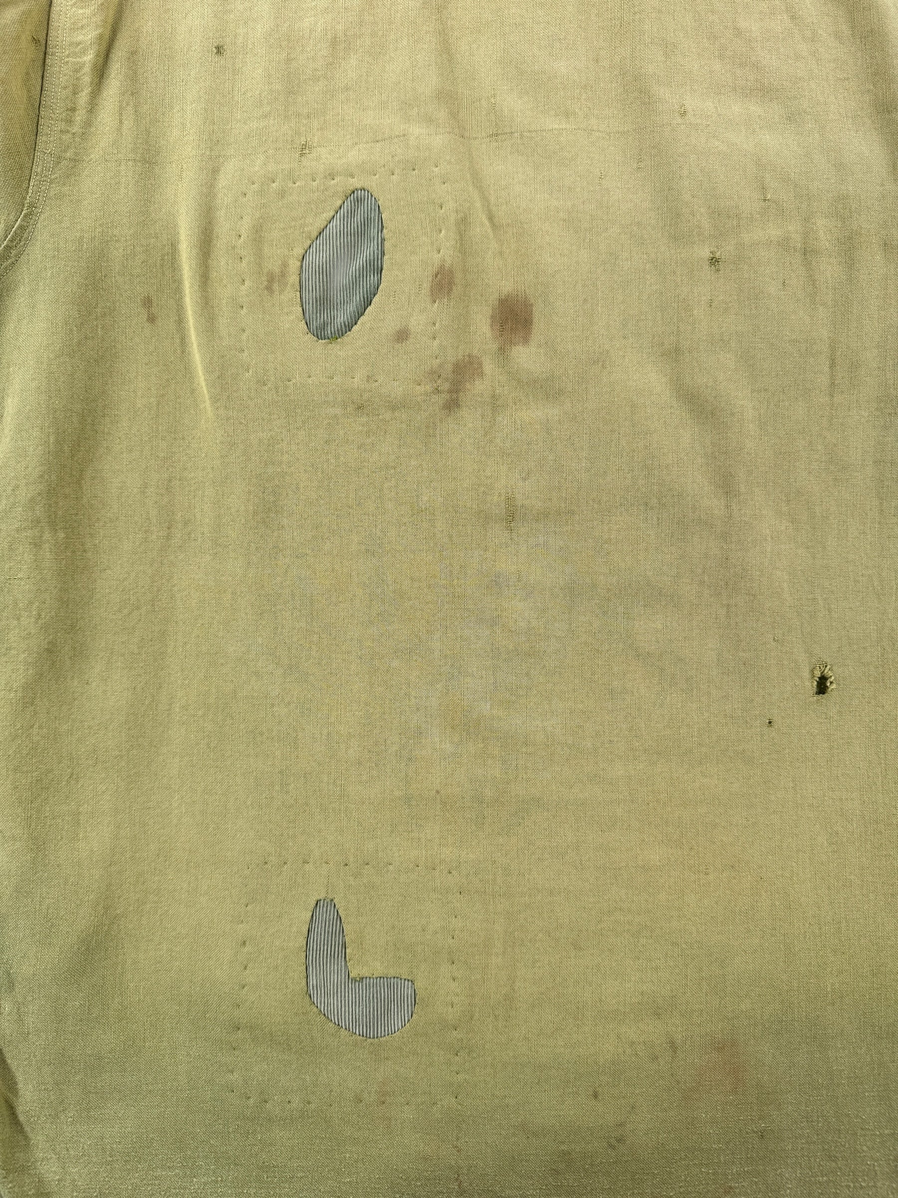 Repairs on Vintage 5 Brothers Hand Repaired Chartreuse Chinstrap Shirt SZ M