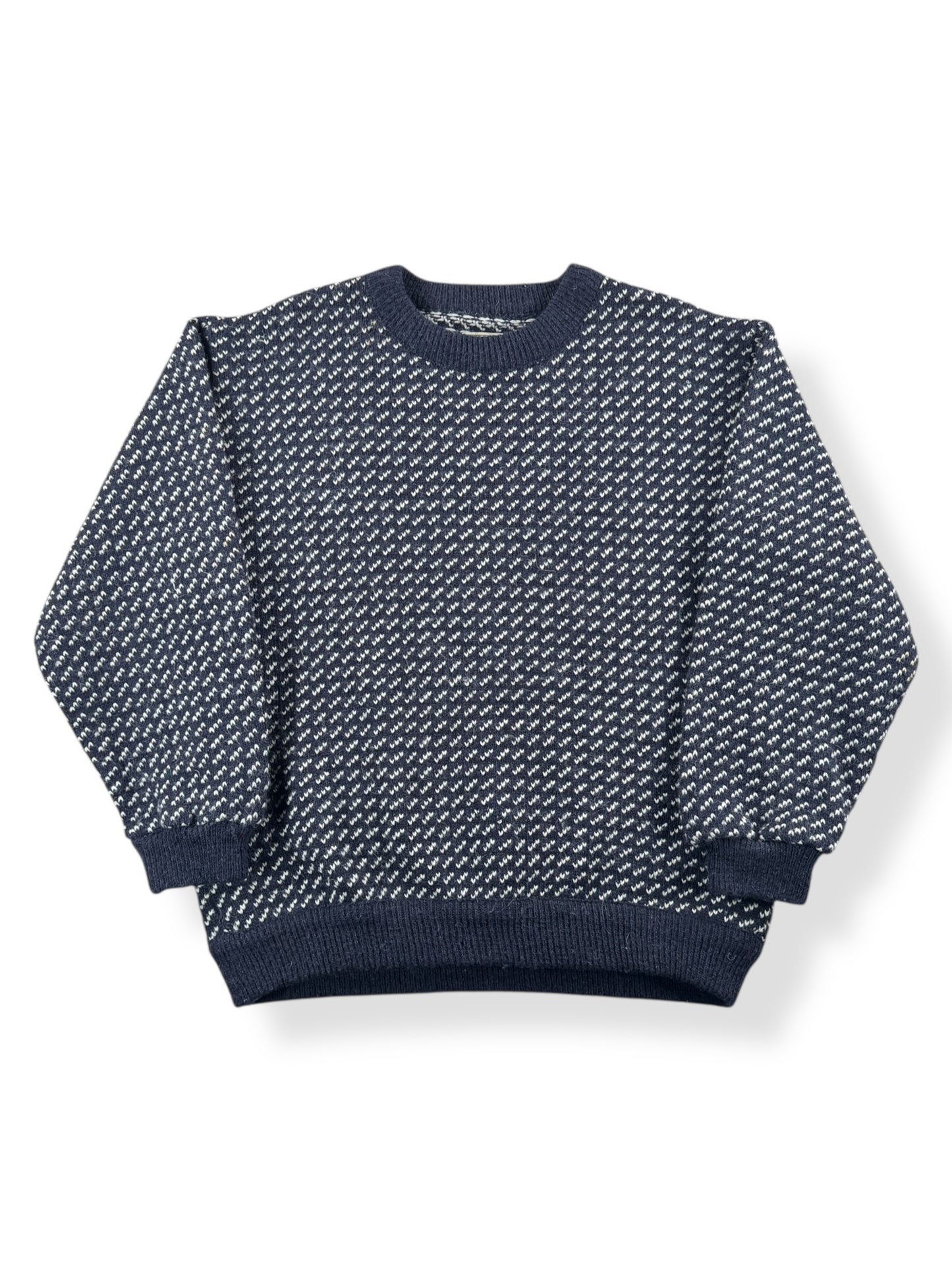 Front of Vintage Navy White L.L. Bean Nordic Birdseye Sweater SZ L