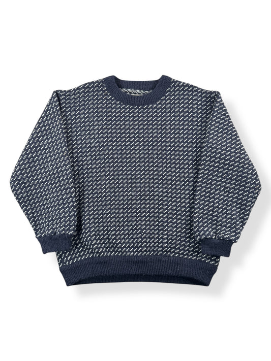 Front of Vintage Navy White L.L. Bean Nordic Birdseye Sweater SZ L
