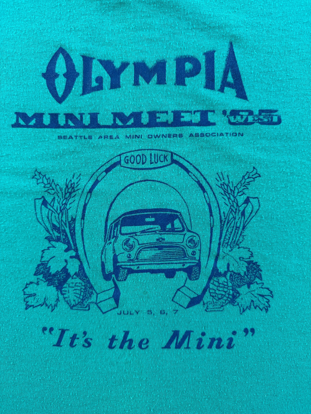 Front graphic on Vintage Olympia Mini Cooper Meet Tee SZ M
