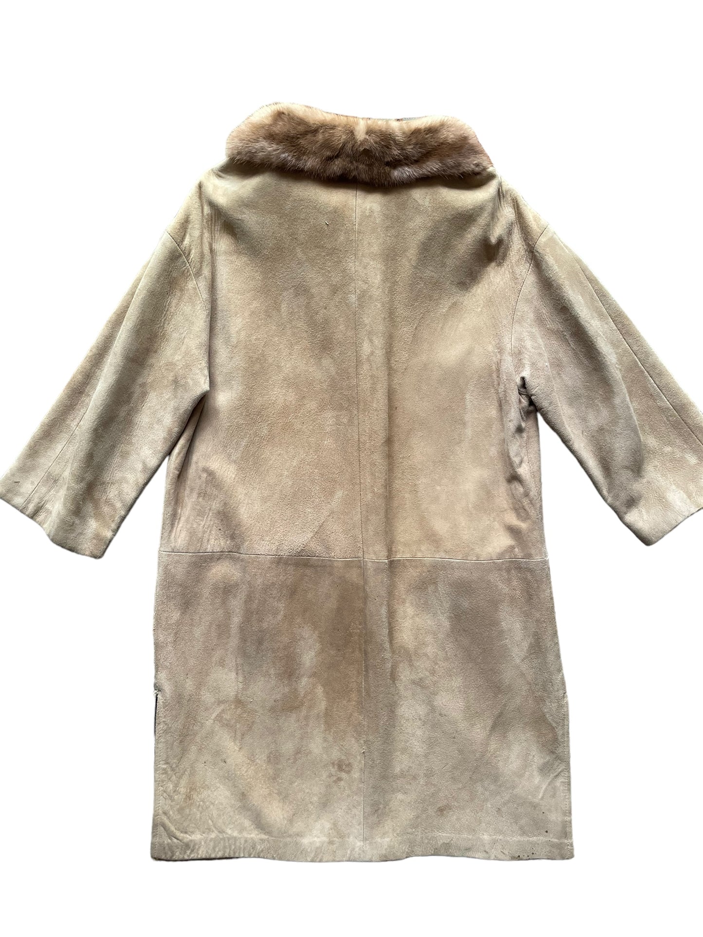 Full back view of Vintage 1960s Suede Coat with Mink Collar SZ M-L | Seattle True Vintage | Barn Owl Vintage Coats
