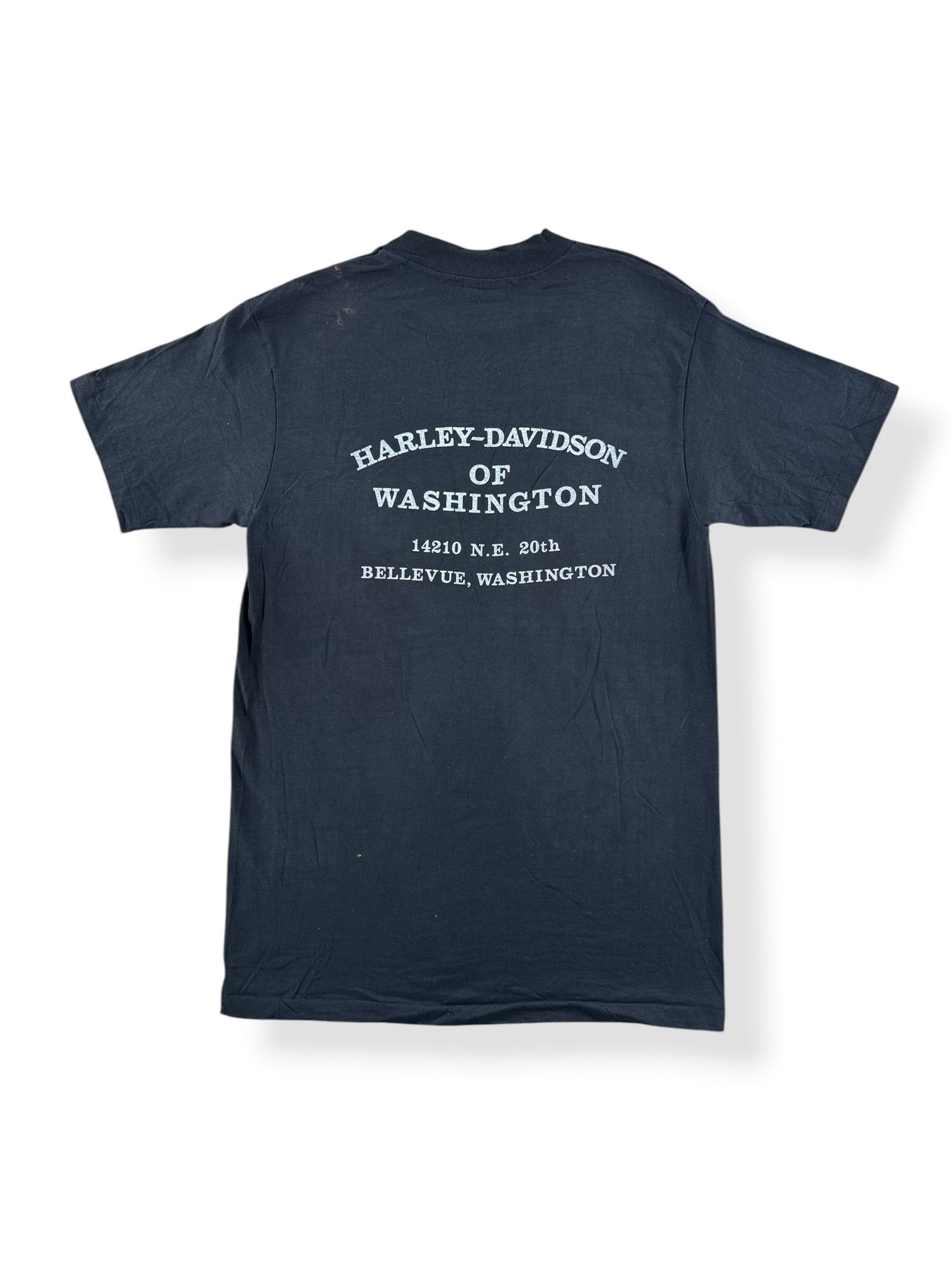 Back of Vintage Bellevue Harley Davidson Logo Tee SZ M (Fits S)