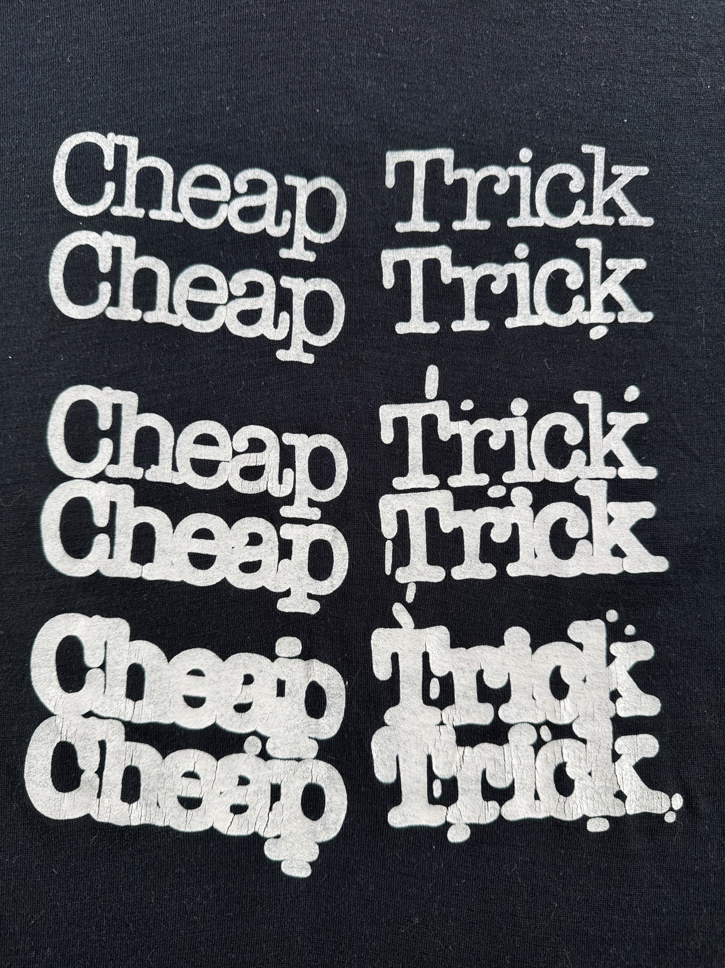 Close up of front graphic on Vintage CBS Canada Cheap Trick LS Tee