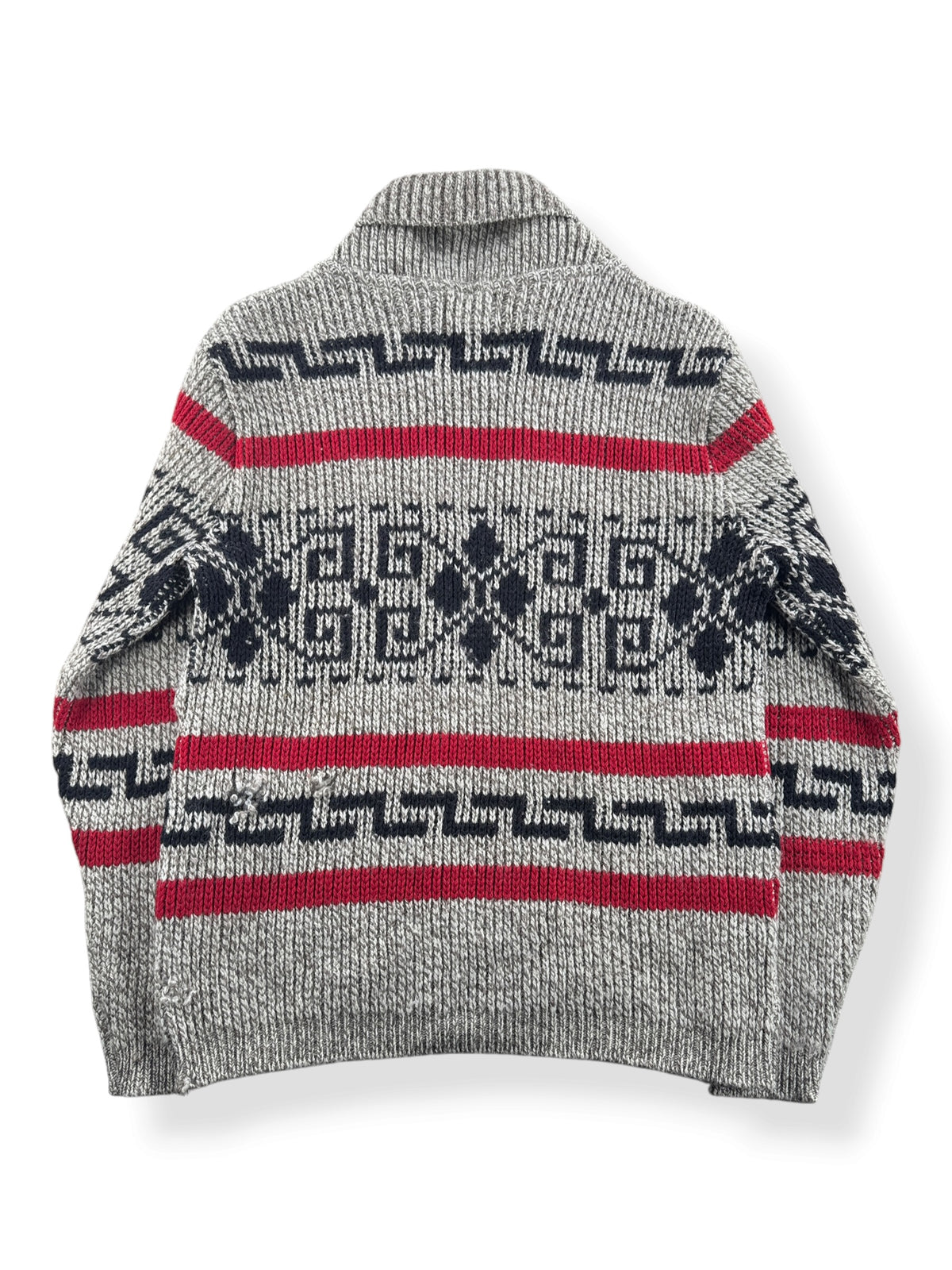 Back of Vintage 70s Pendleton Aztec Shawl Collar Sweater SZ L - AS IS