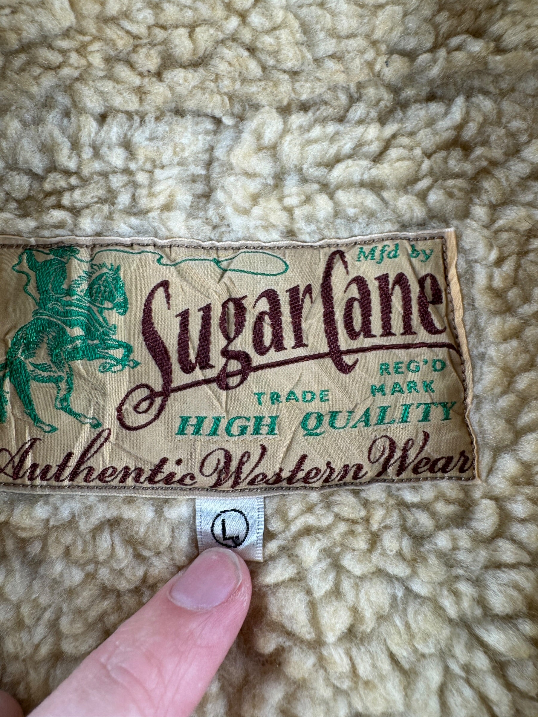 Label on Repro Sugar Cane Corduroy Sherpa Lined Coat SZ L