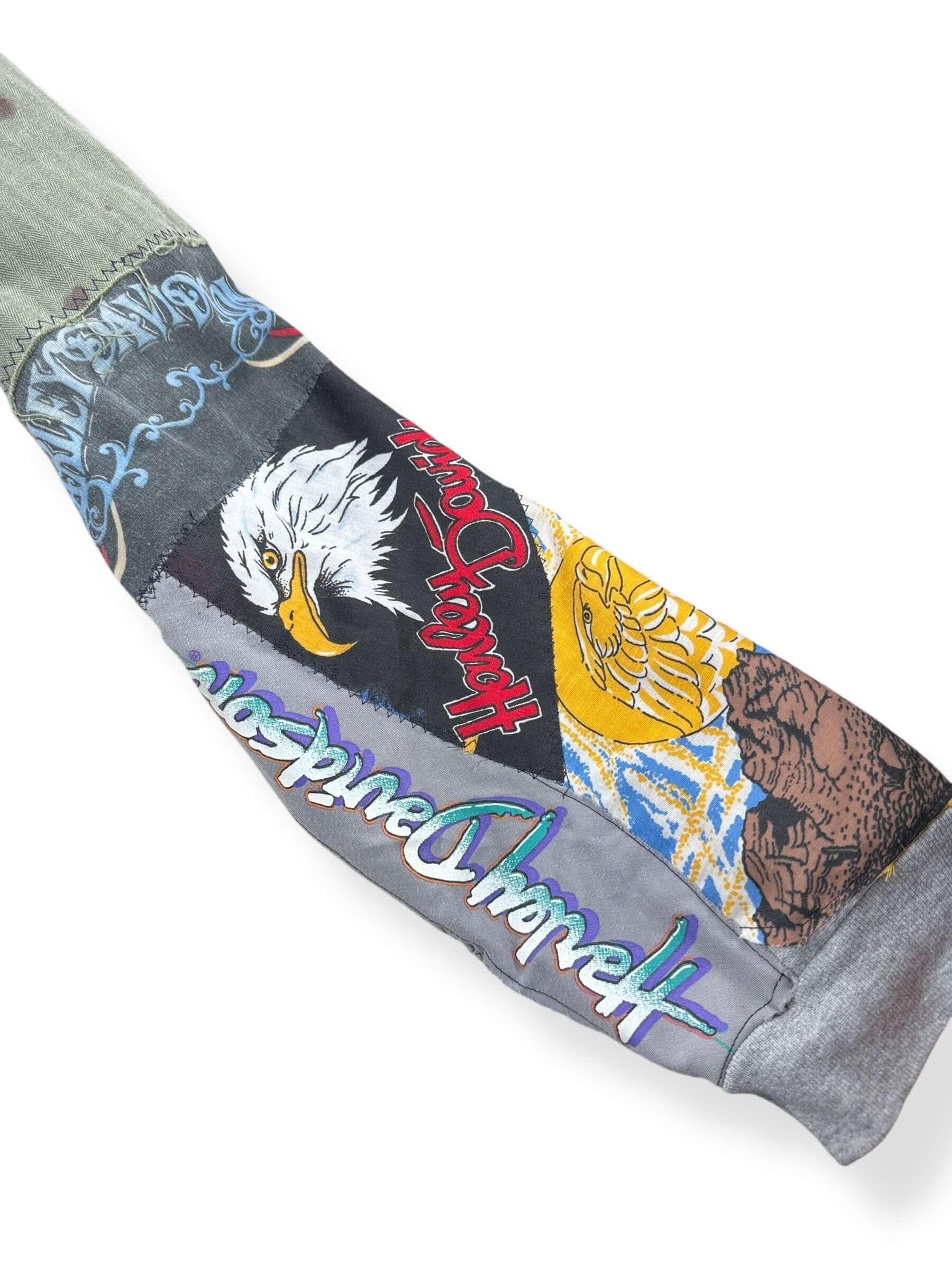 Sleeve on Vintage Custom Harley Bandana HBT Military Top SZ XL