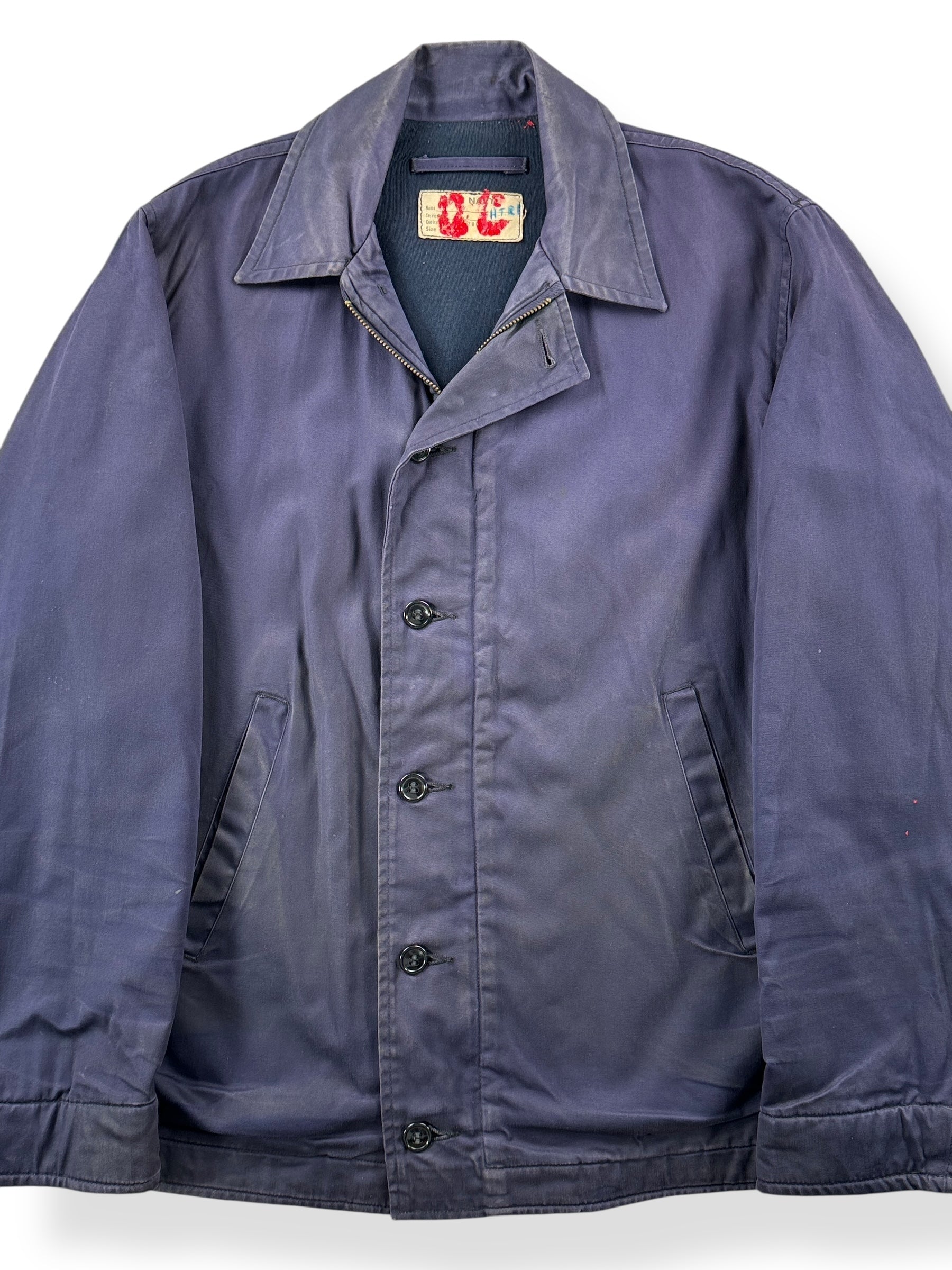 Front Close Up of Vintage 60’s Vietnam Era US Navy N-4 Deck Jacket SZ S