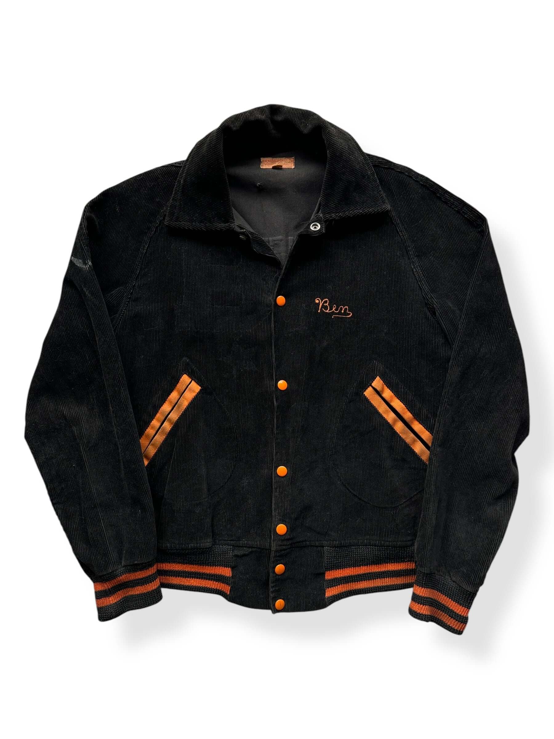 Front of Vintage 30s Era City College Corduroy Jacket SZ M