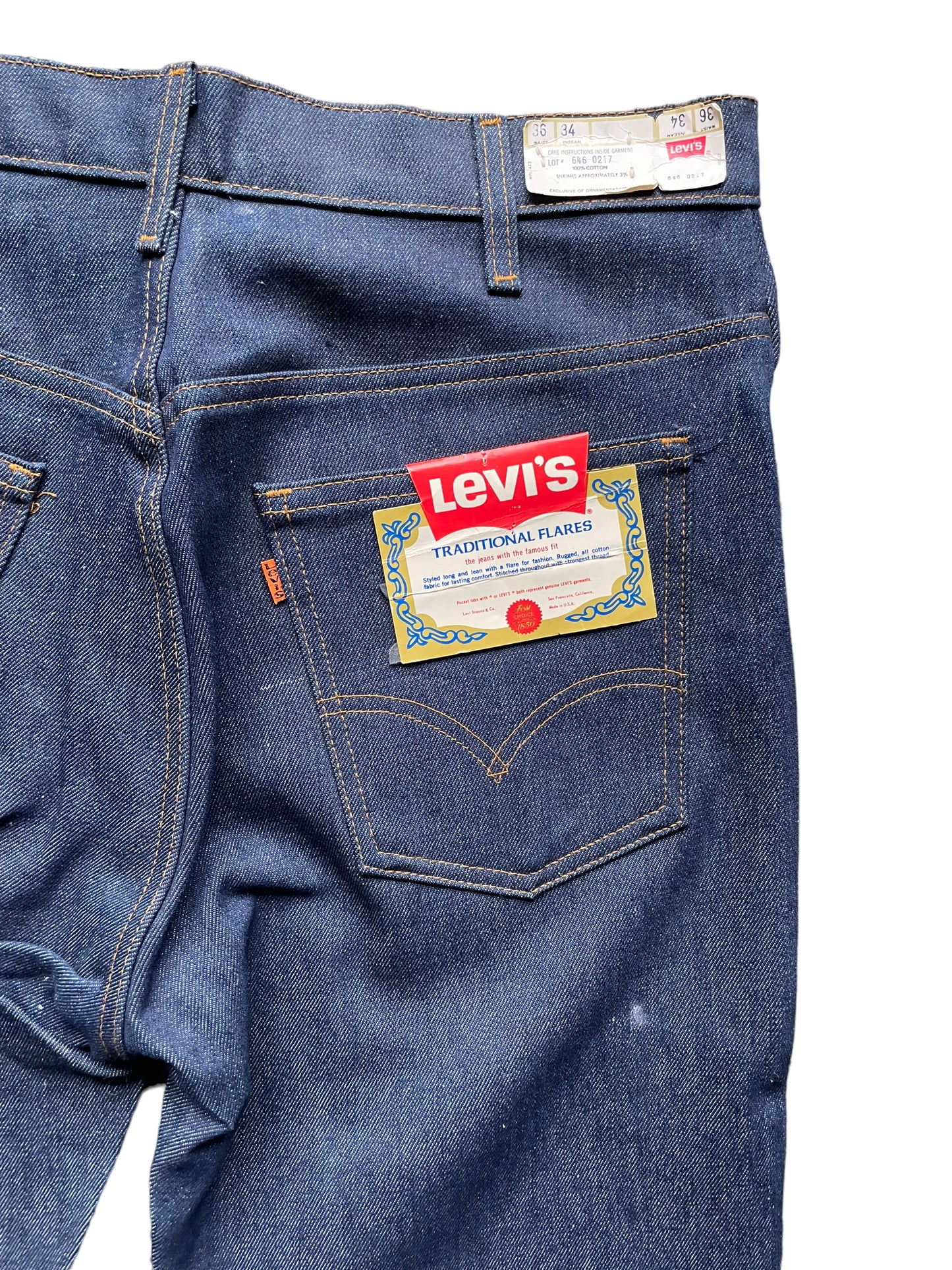 Right back pocket view of Vintage 80s Levi's 646 Flares | Seattle Deadstock Levi's | Barn Owl Vintage