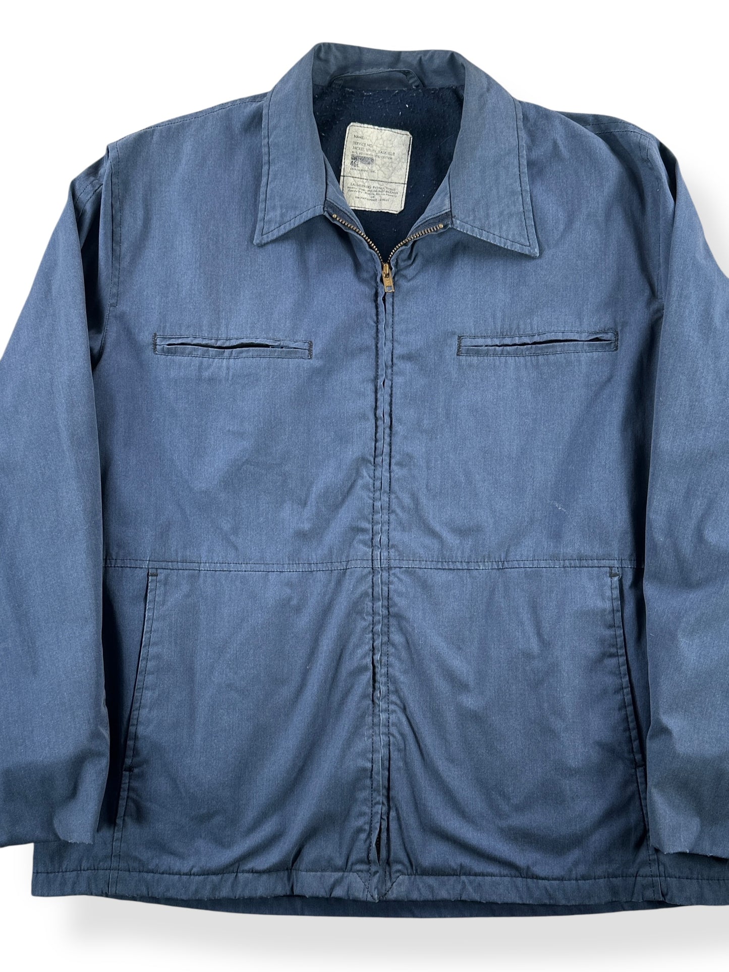 Front Close Up of Vintage USN Utility Jacket Dark Blue SZ 46L