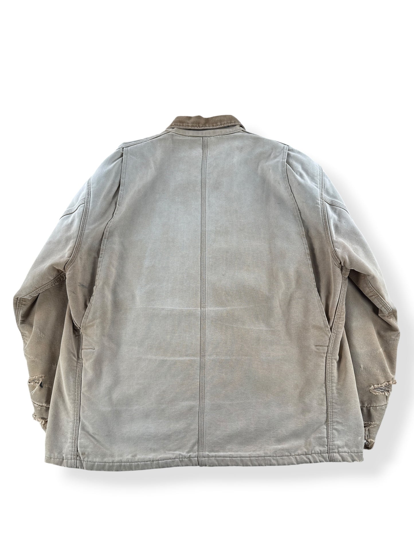Back of Vintage Distressed Carhartt Chore Coat SZ XXL