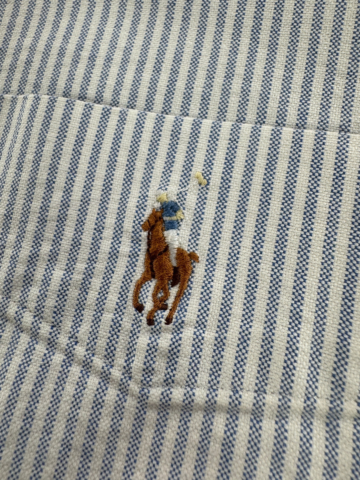 Polo logo on pocket of Vintage Ralph Lauren Striped Oxford Shirt SZ L