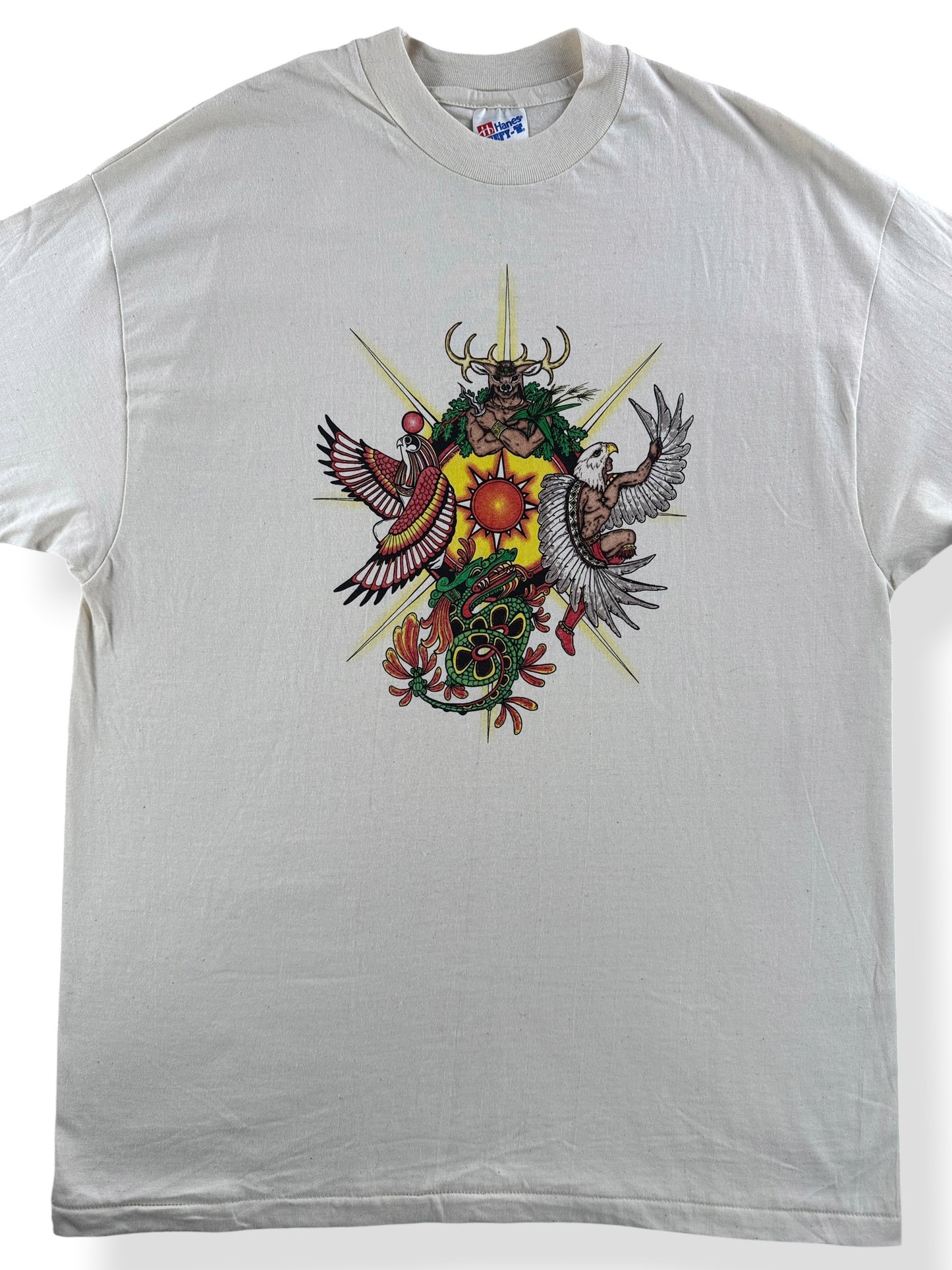 Front Close Up of Vintage Nature Art Tee SZ XL