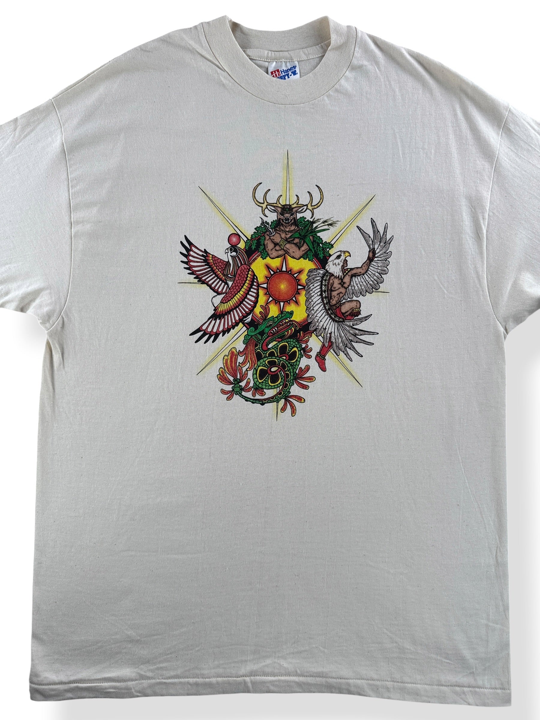 Front Close Up of Vintage Nature Art Tee SZ XL