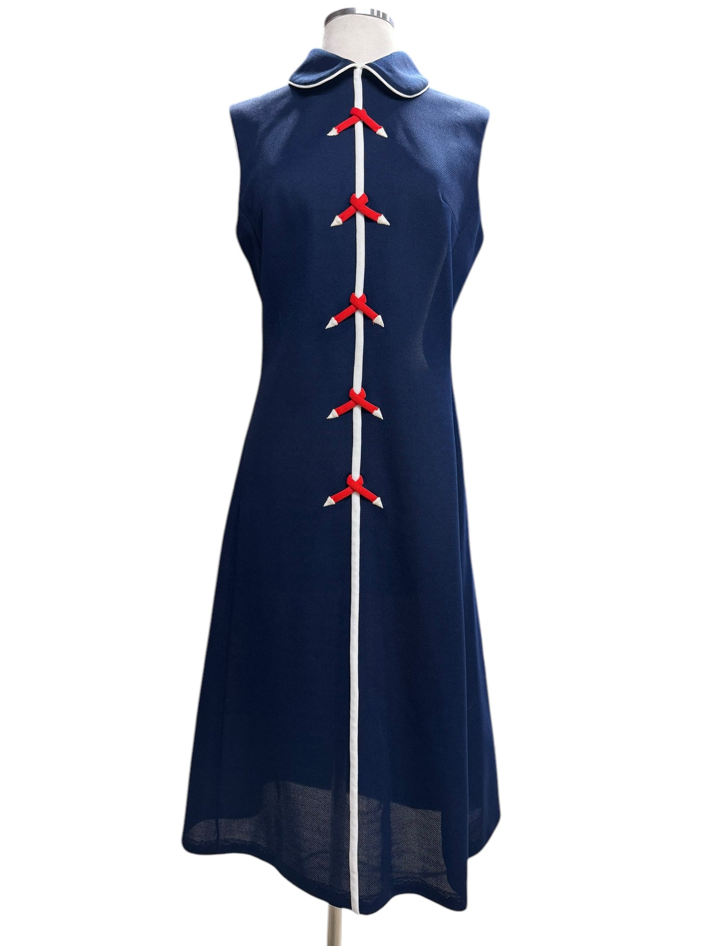 Front view of 1960s David Crystal Nautical Dress L