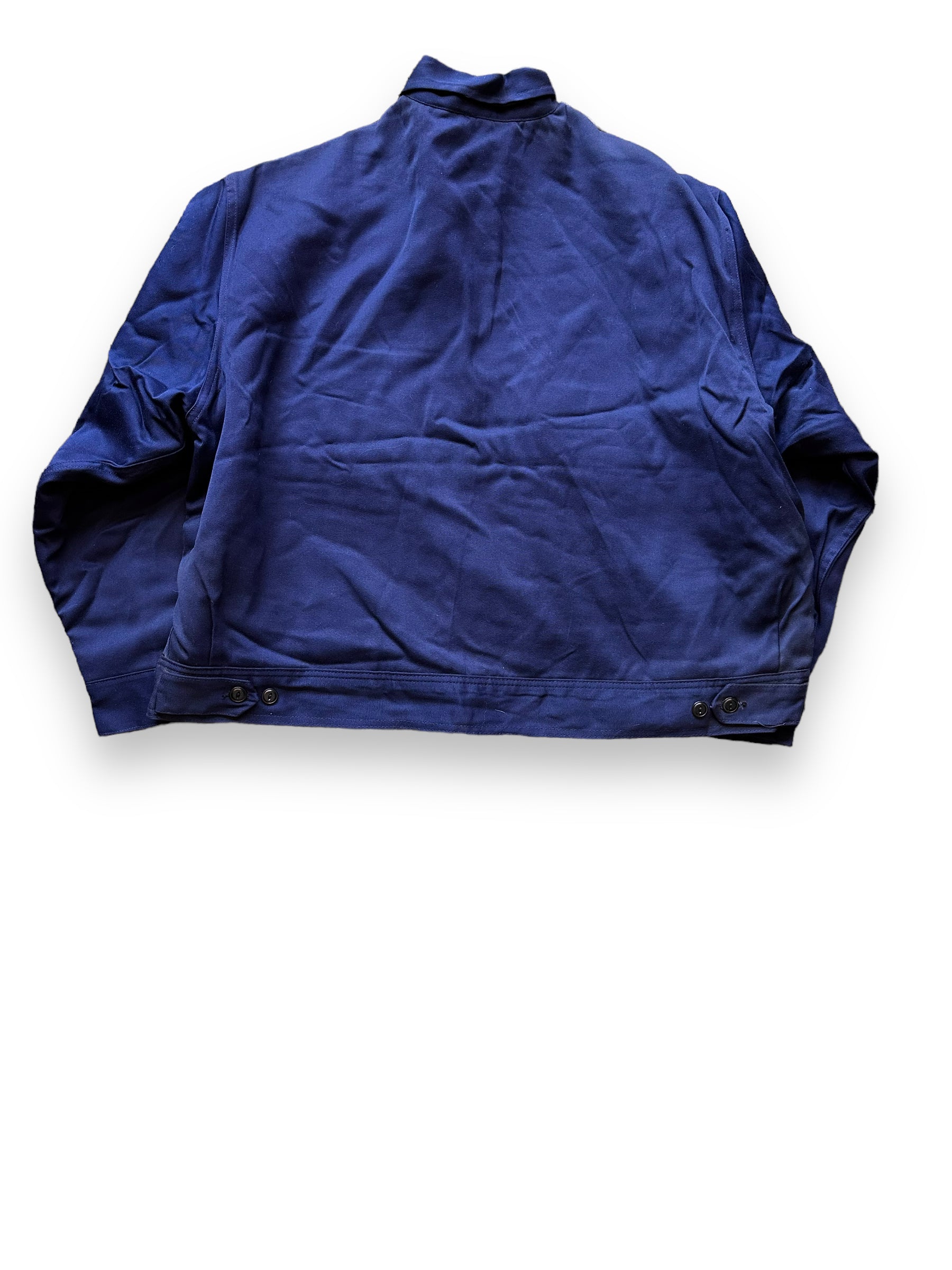 Rear View of Vintage Blue Troy Blanket Lined Gas Station Jacket SZ 54 | Vintage Workwear Jacket Seattle | Seattle Vintage Clothing