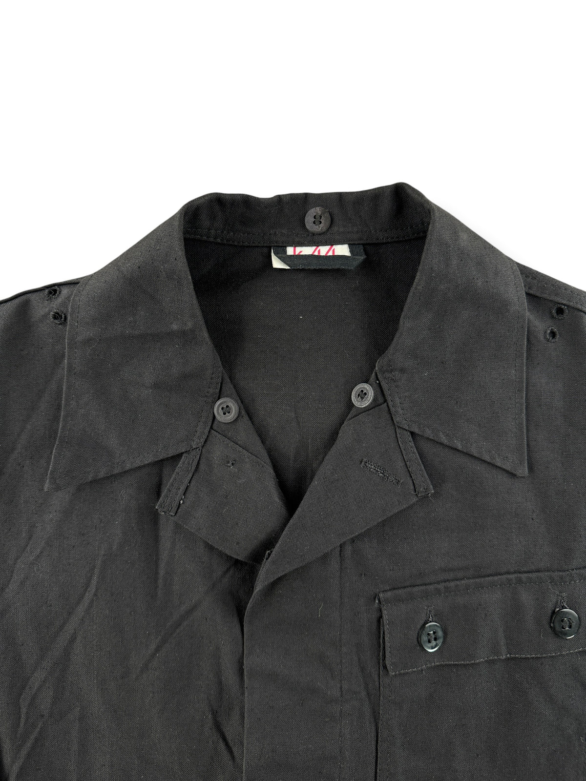 Collar on Vintage Black Euro Military Top SZ M