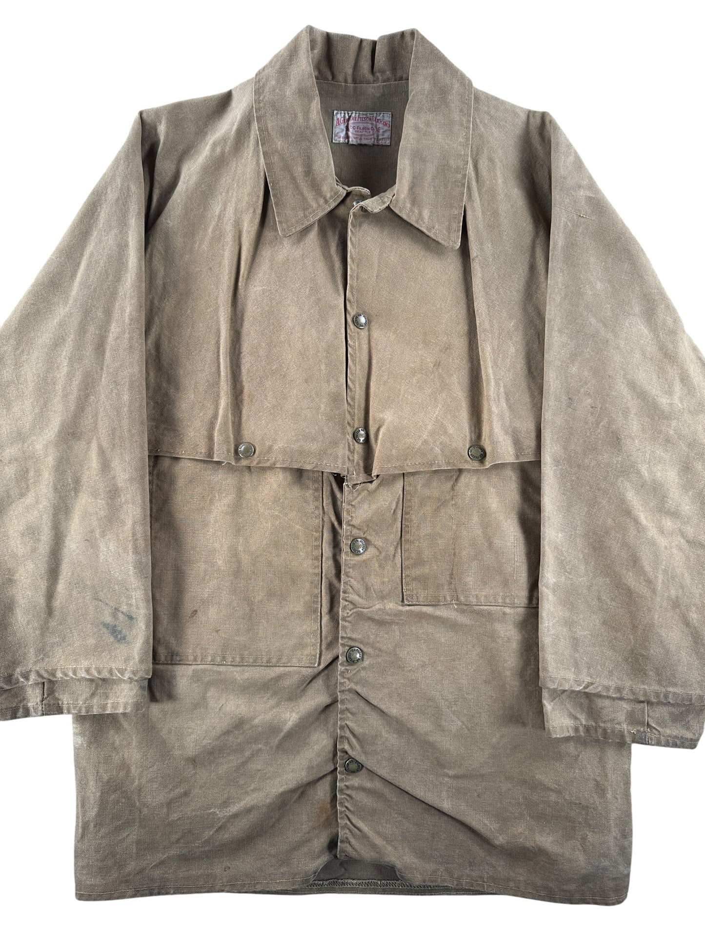 Front Close Up of Vintage Filson Tin Cloth Jacket SZ M