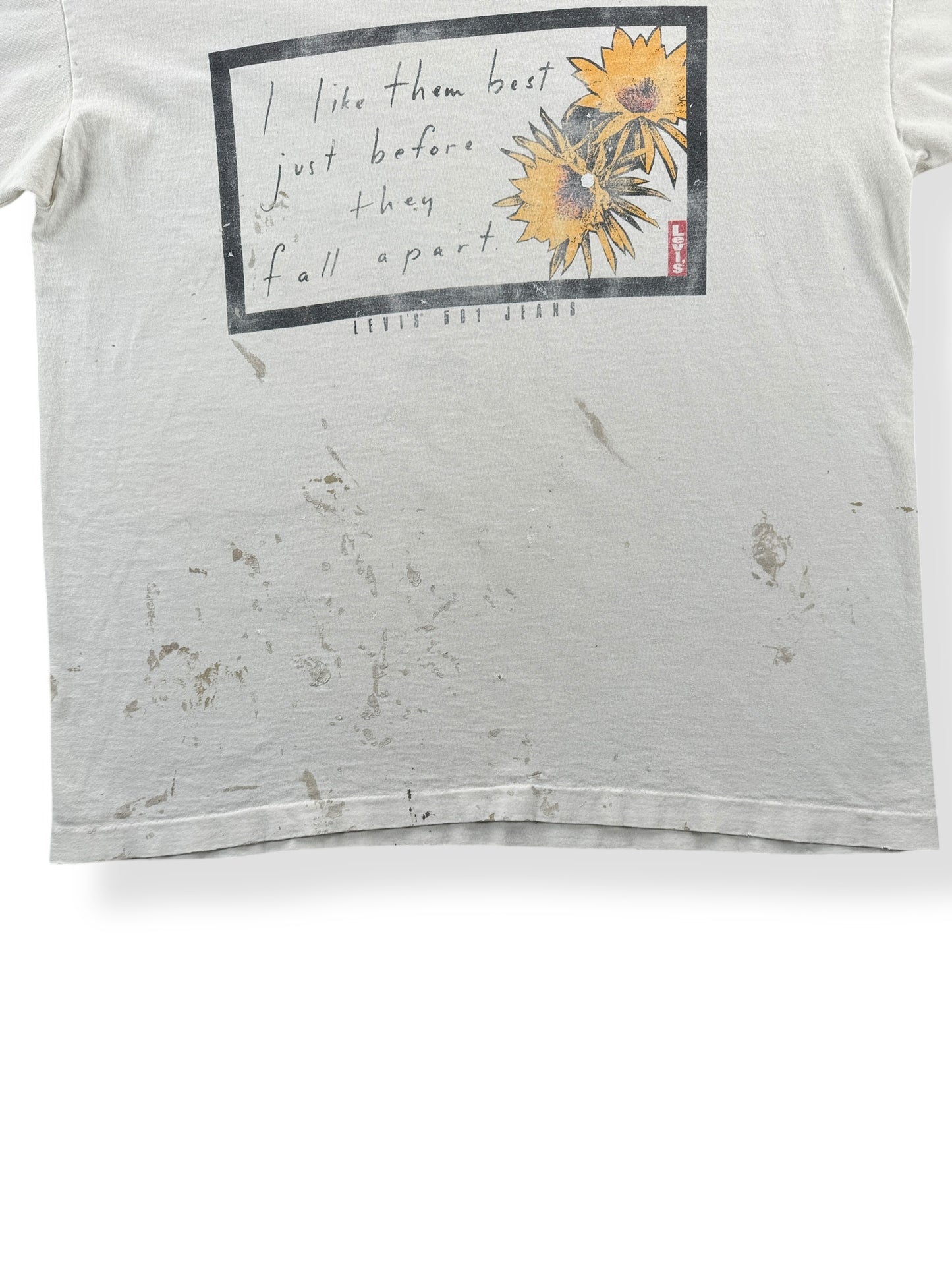 Paint Splatters on Vintage Levi's Thrasher Tee SZ L AS IS