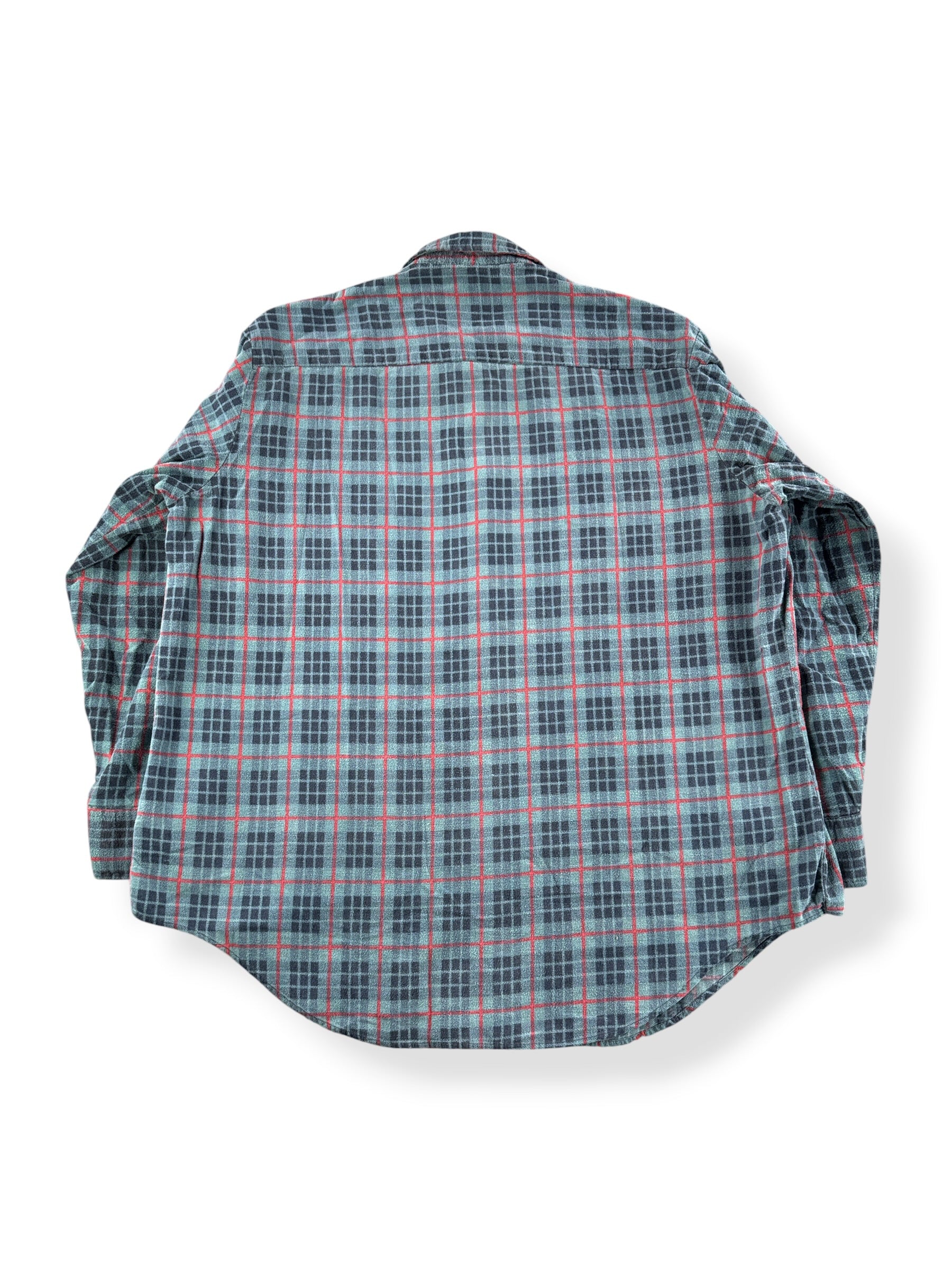 Back of Vintage Dickies Turquoise Printed Cotton Flannel