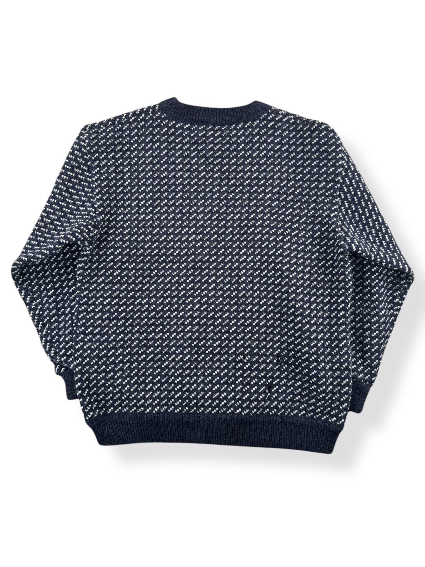 Back of Vintage Navy White L.L. Bean Nordic Birdseye Sweater SZ L