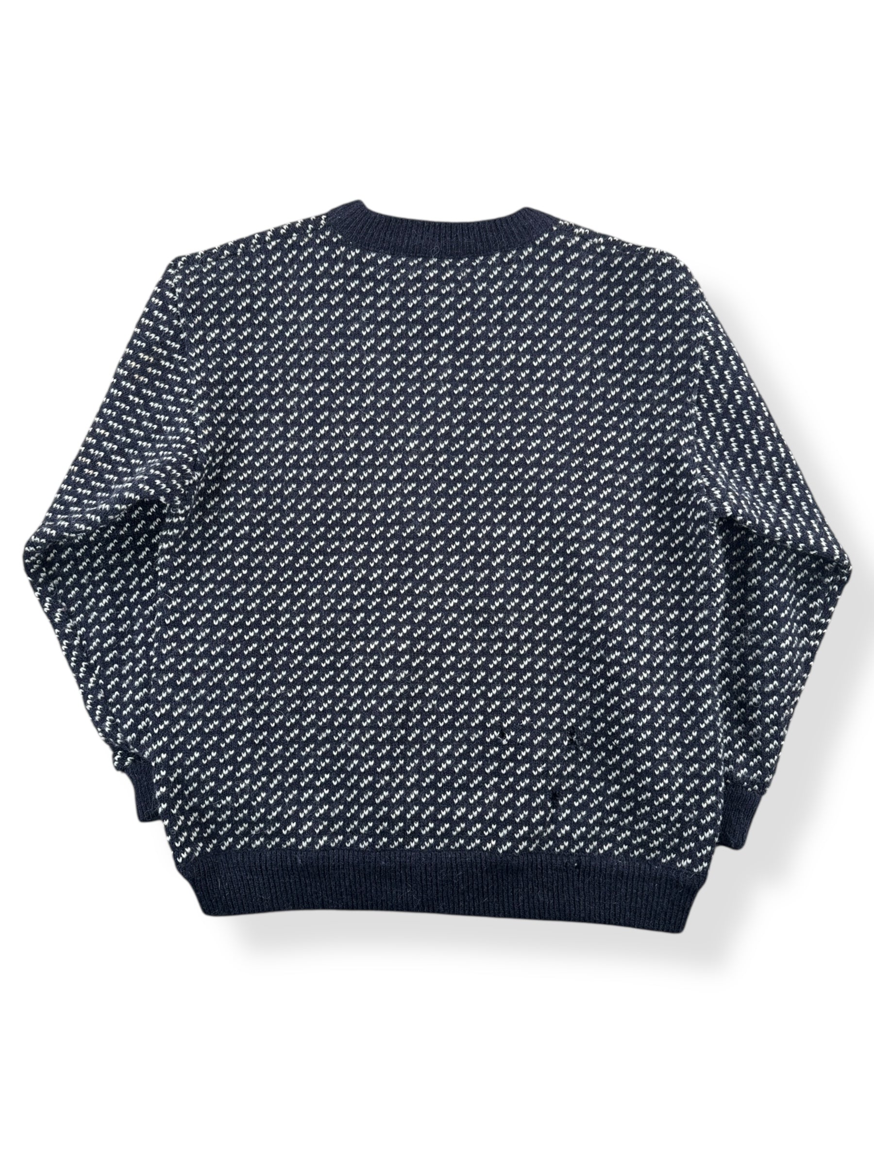 Back of Vintage Navy White L.L. Bean Nordic Birdseye Sweater SZ L