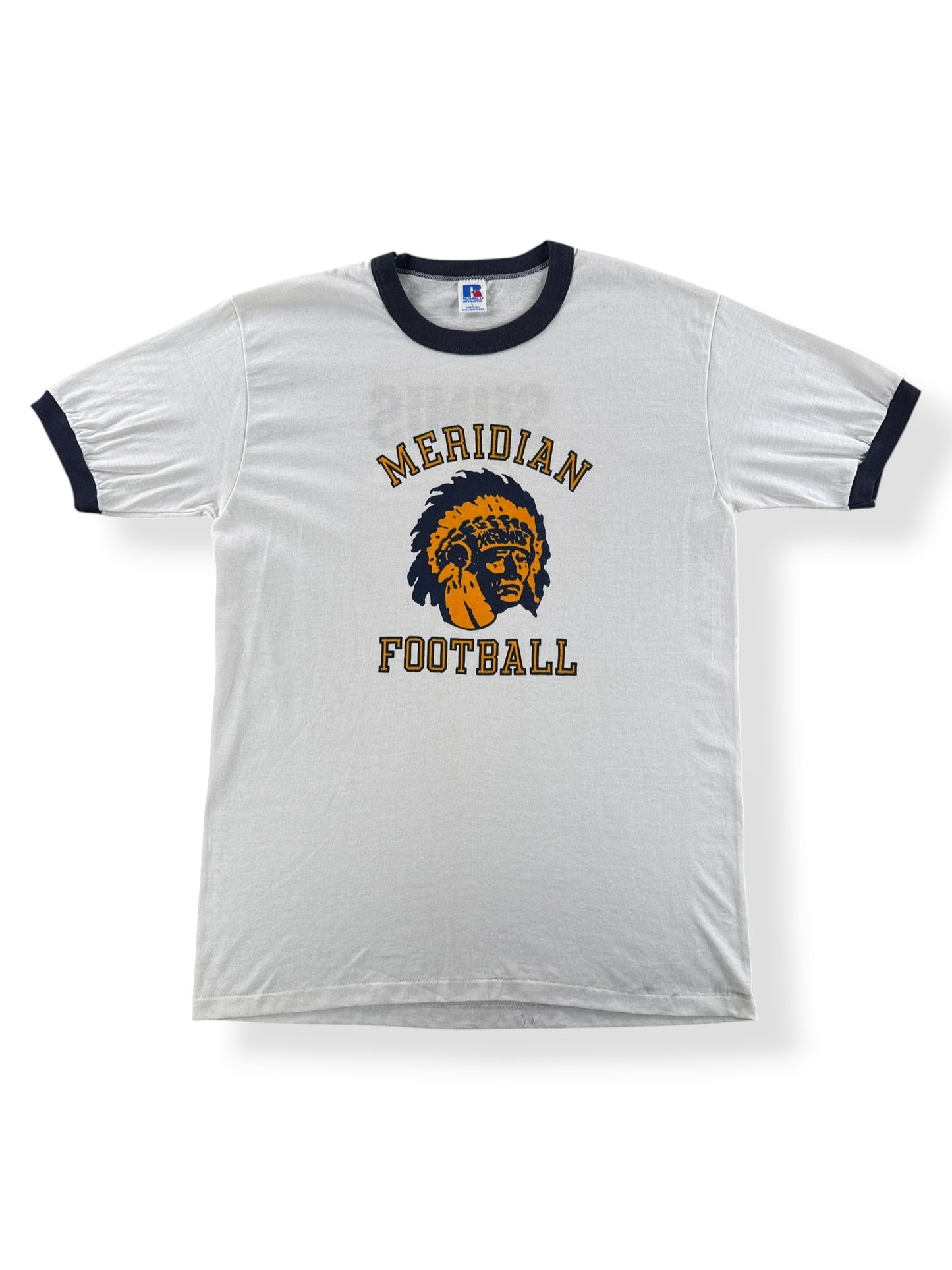 Front of Vintage Meridian Football Ringer Tee SZ L (Fits M)