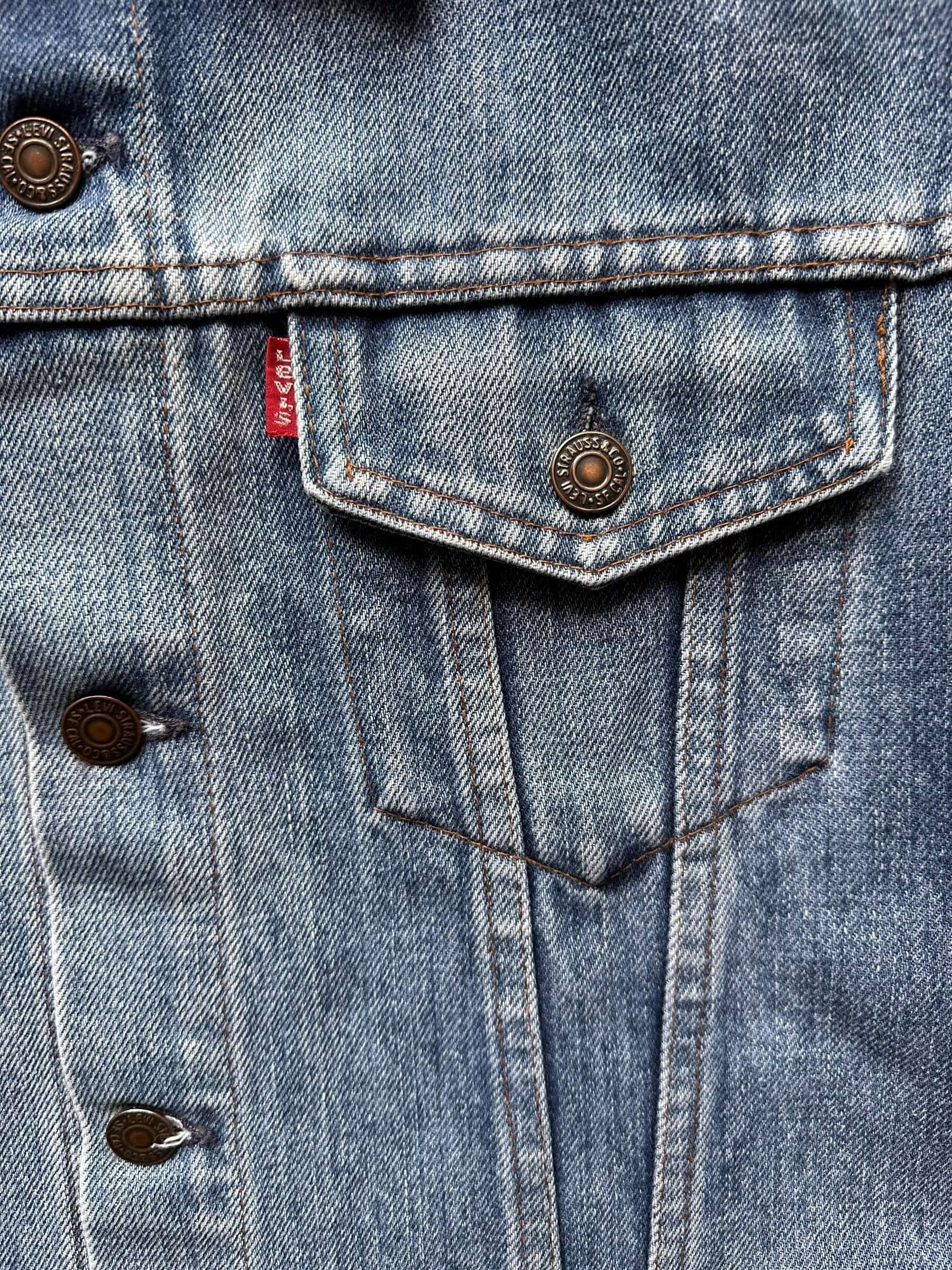 Tag View of Vintage Levi's Crafty Trucker Jacket SZ 40 | Seattle Vintage Denim