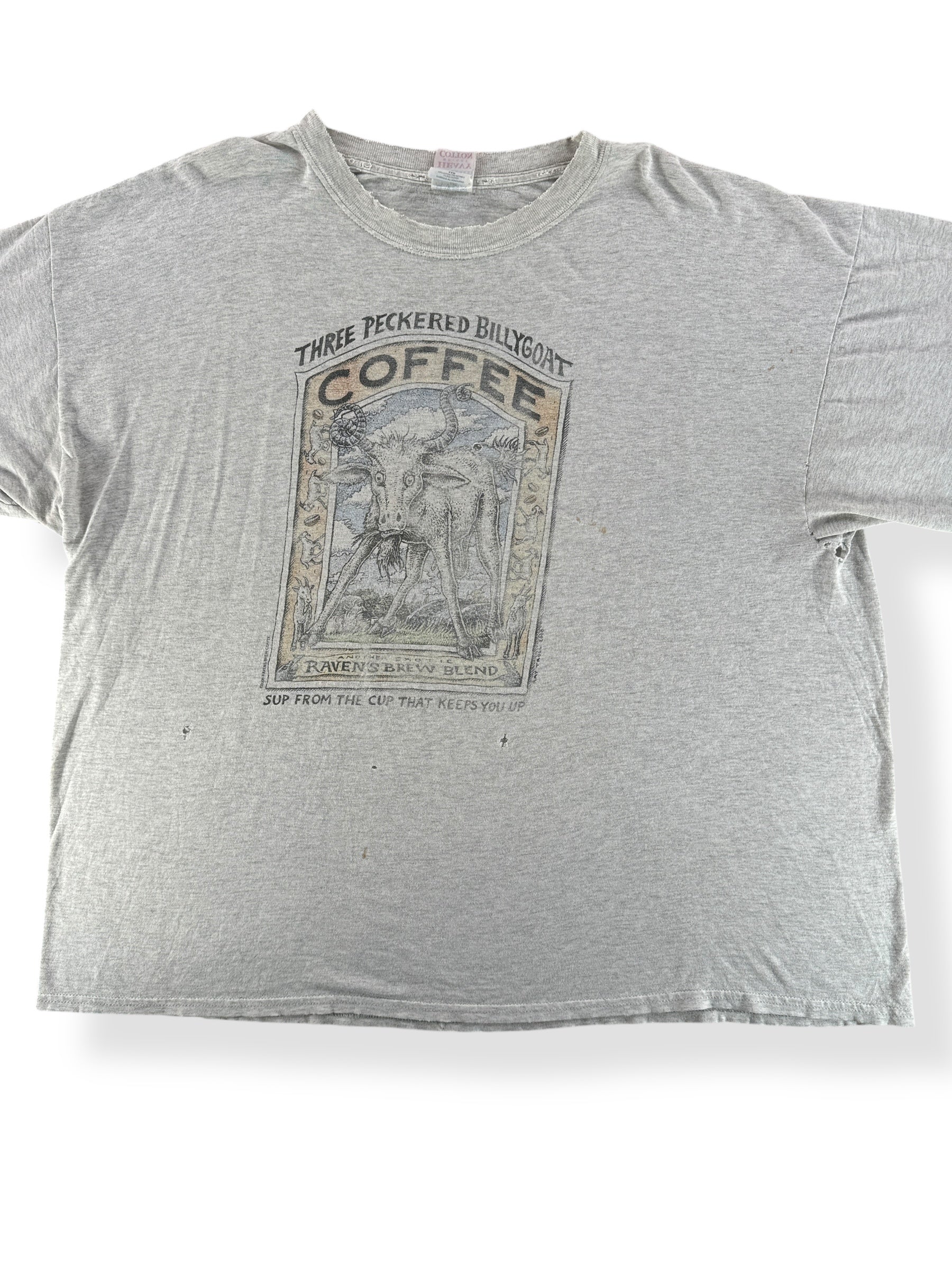 Front of Vintage Ray Troll Ravens Brew Blend Coffee Tee SZ XXL