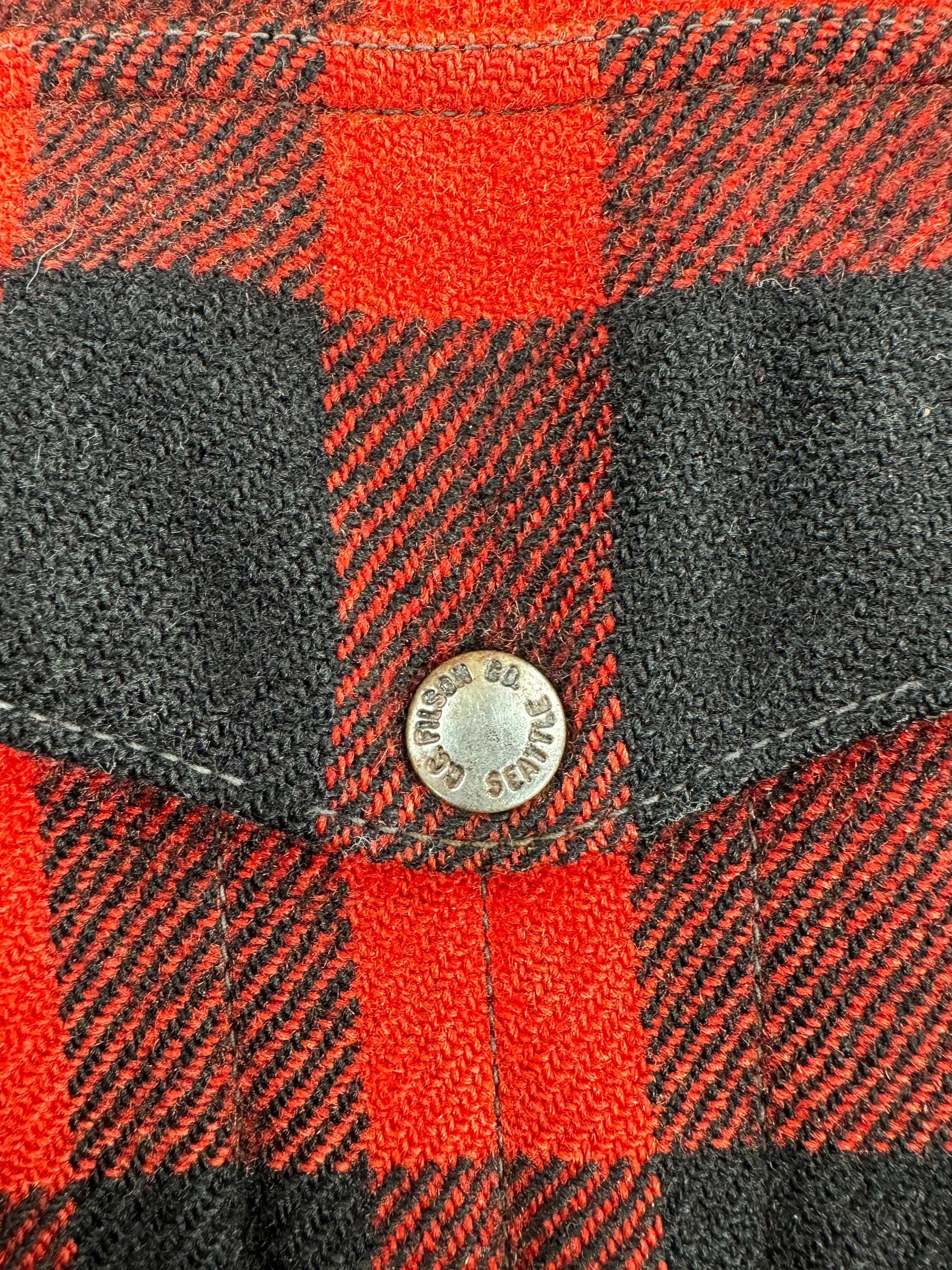Button on Vintage Union Made Filson Mackinaw Cruiser SZ 48 AS IS