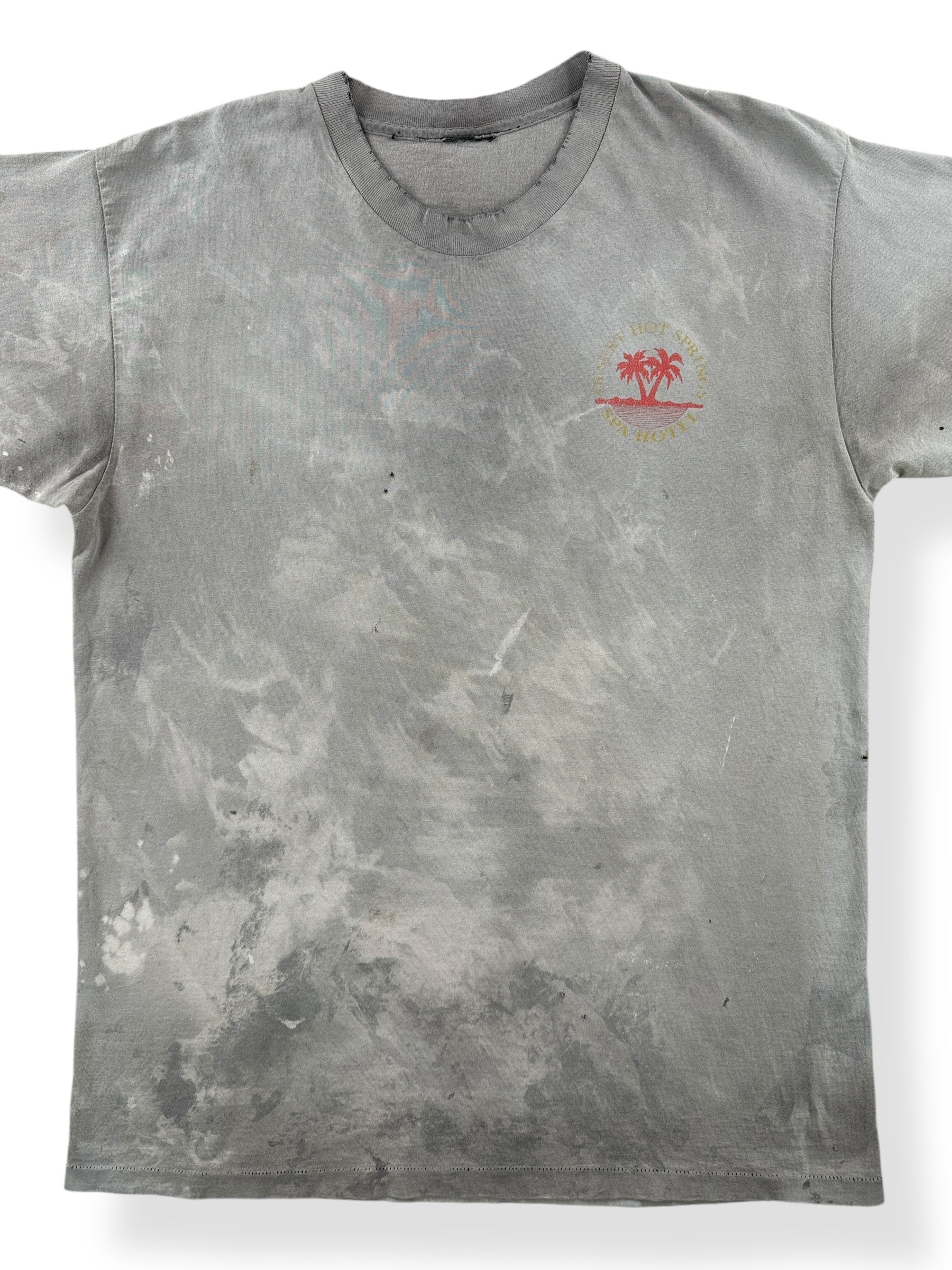 Front Close Up of Vintage Desert Hot Springs Thrasher Tee SZ XL