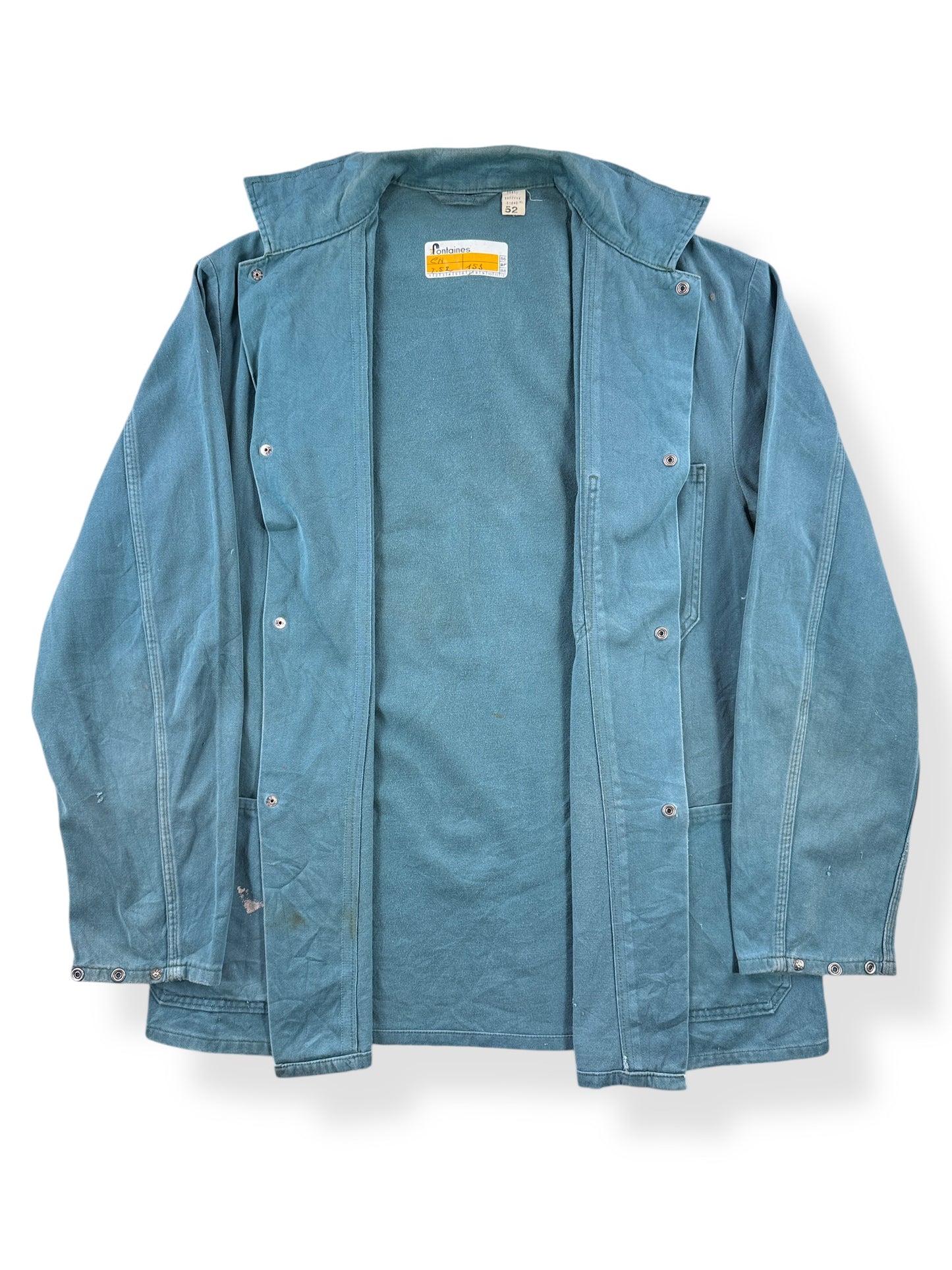 Inside of Vintage Fontaines Green French Chore Coat SZ M