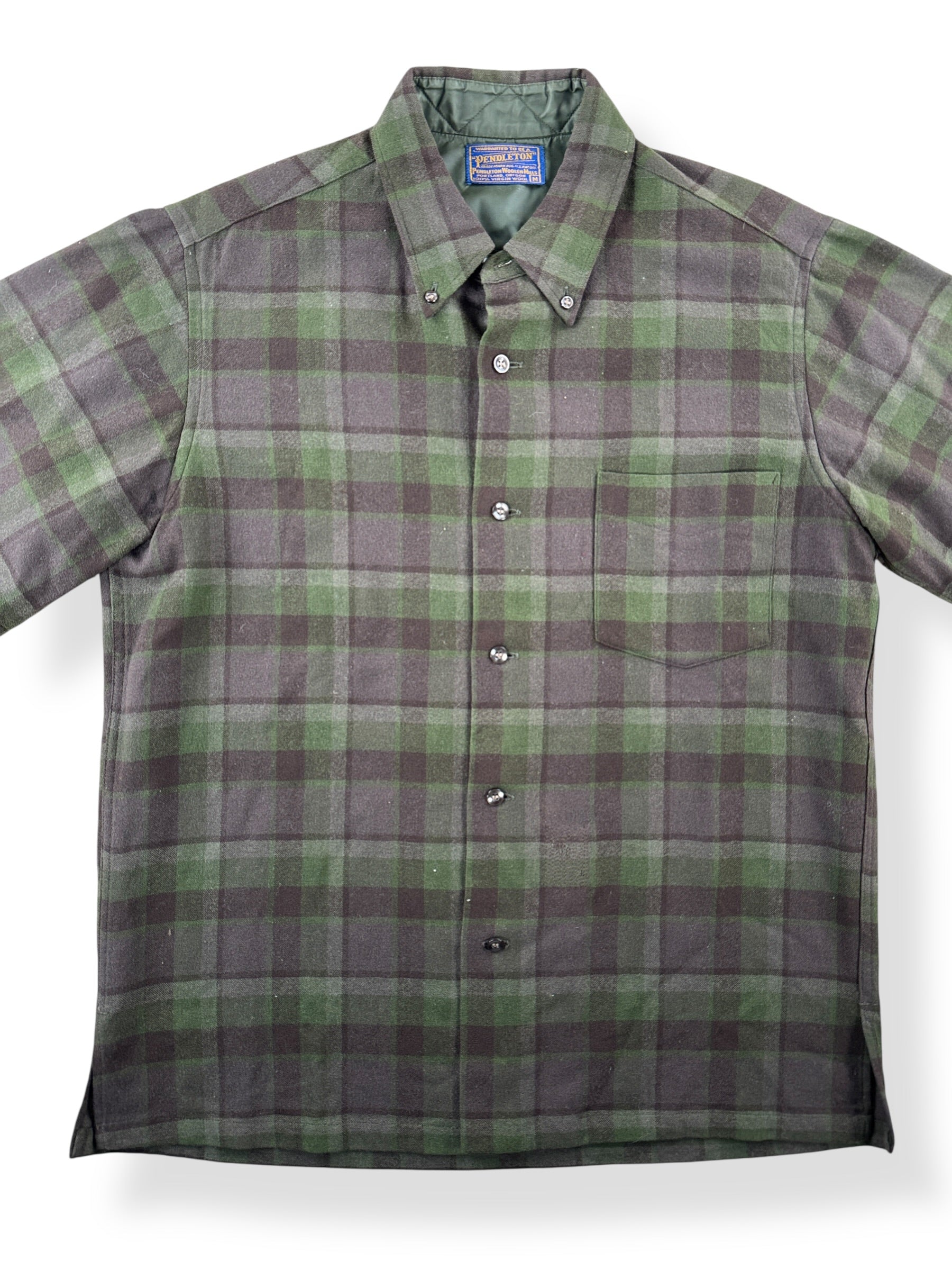 Front Close Up of Vintage Pendleton Short Sleeve Flannel SZ M