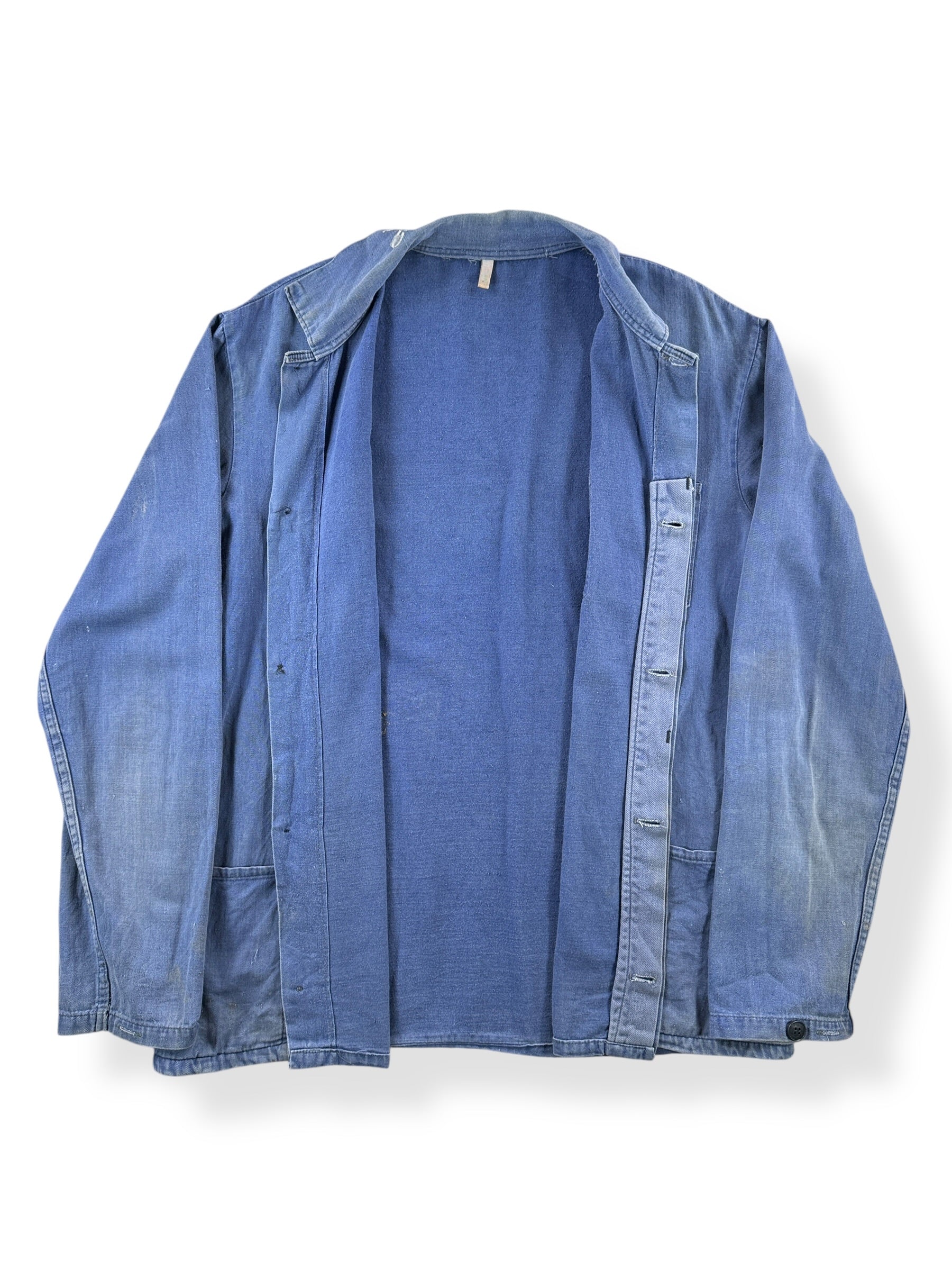 Inside of Vintage Tattered French Chore Coat SZ L