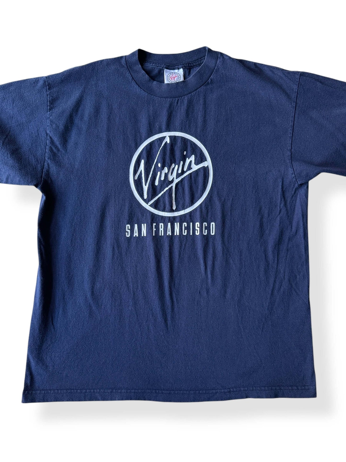 Front Detail of Vintage Virgin Airlines Tee SZ XL