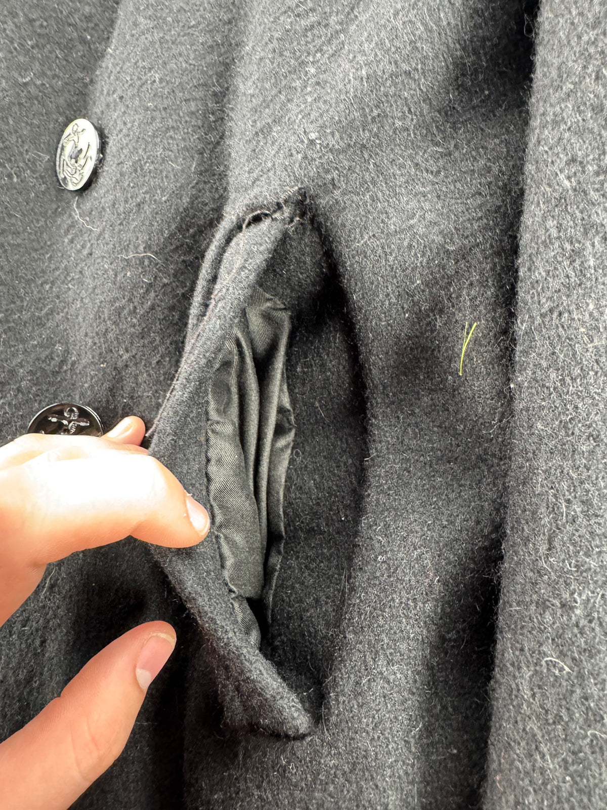 Pockets on Vintage Wool Pea Coat SZ L