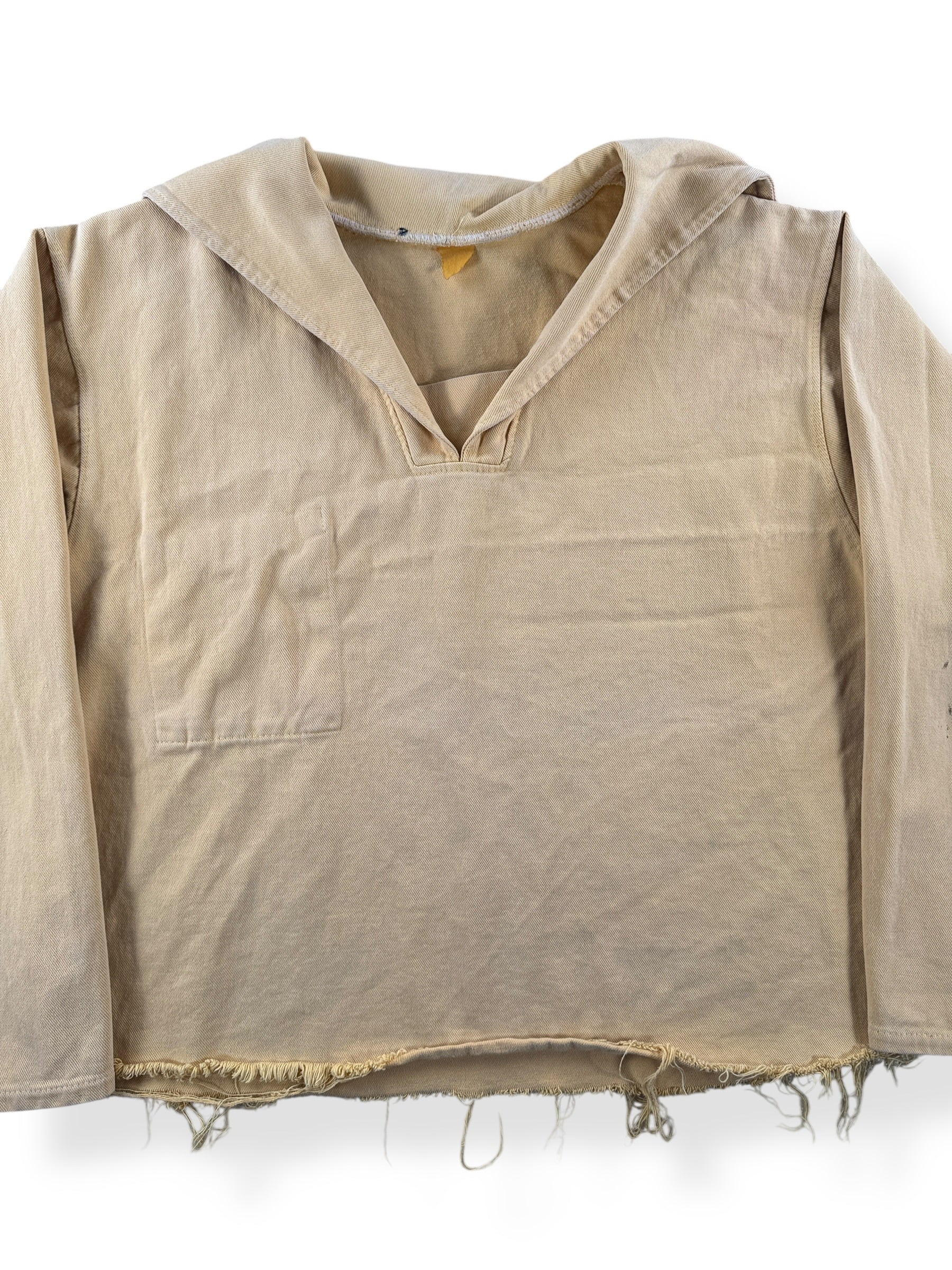 Front Close Up of Vintage Cropped Fishermans Smock SZ XL