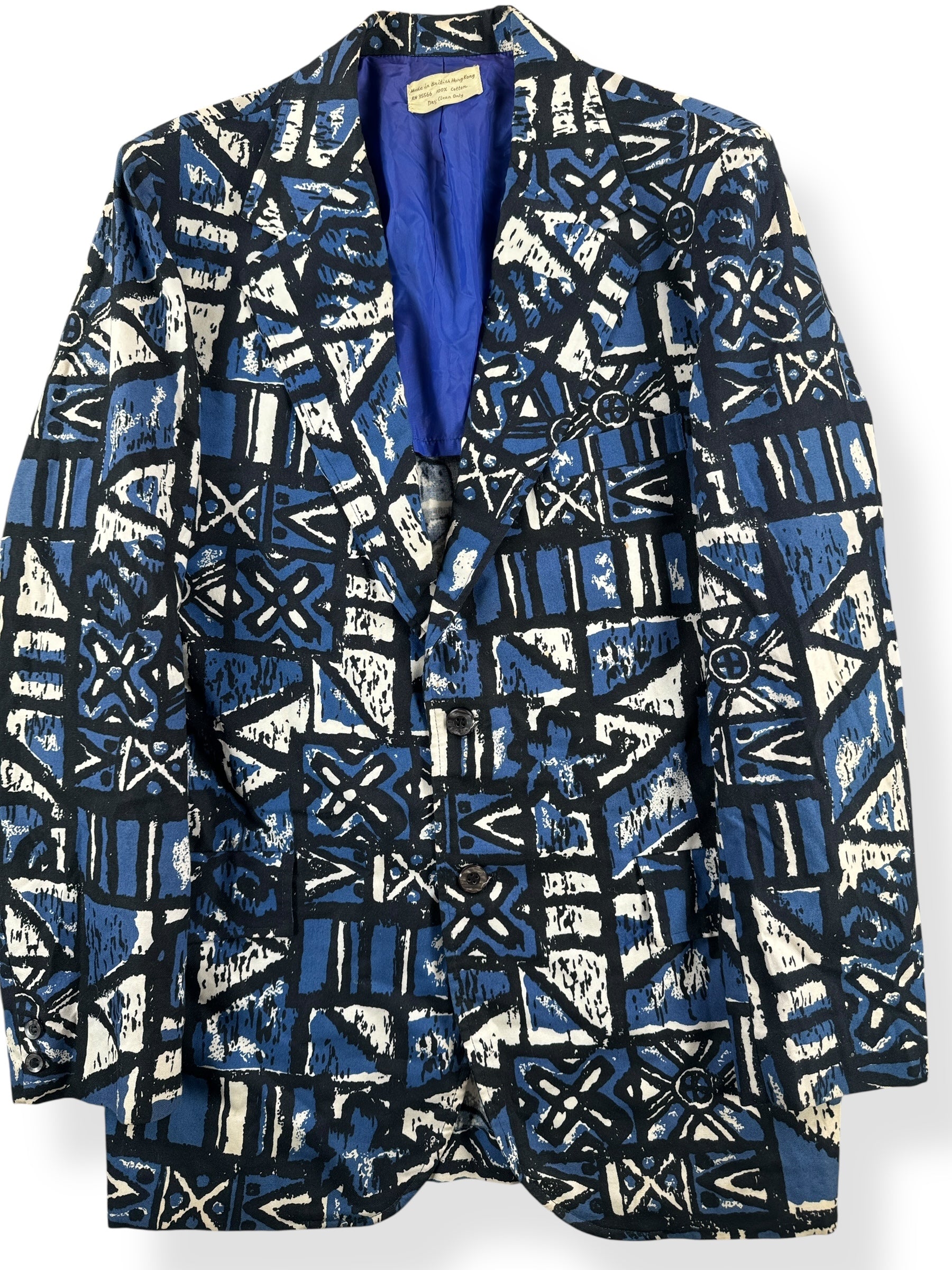 Front Close Up of Vintage Blue Sandwich Isles Jacket SZ 40L
