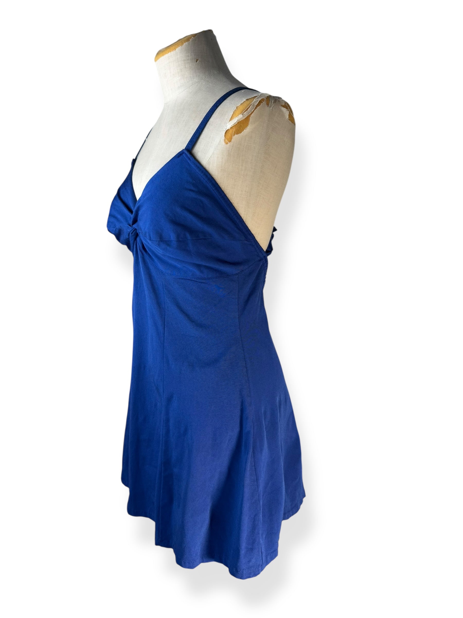 Side view of 1960s Navy Blue Kerrybrook Bathing Suit M-L