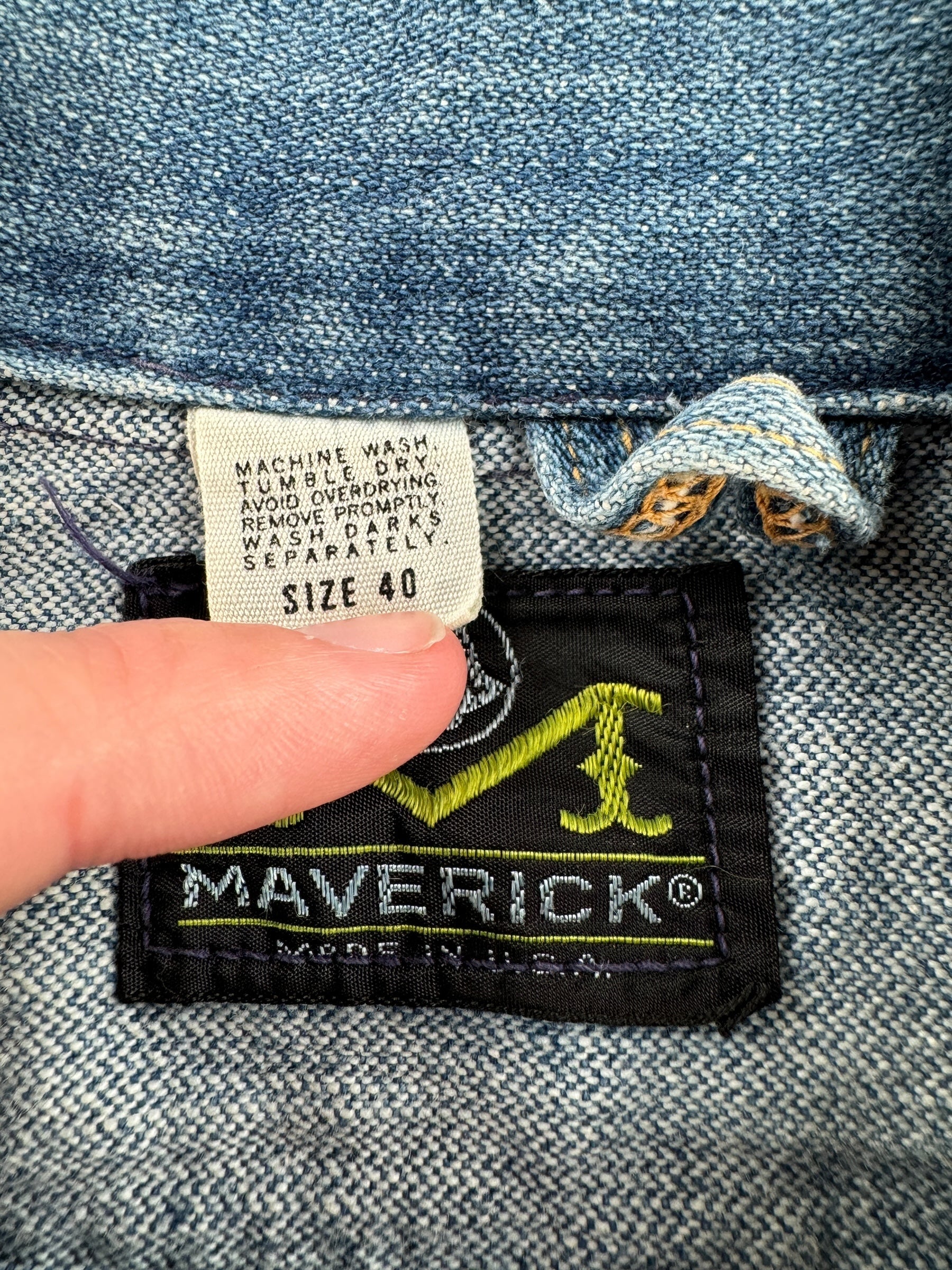 Tag on Vintage Maverick Blue Bell Denim Jacket SZ 40