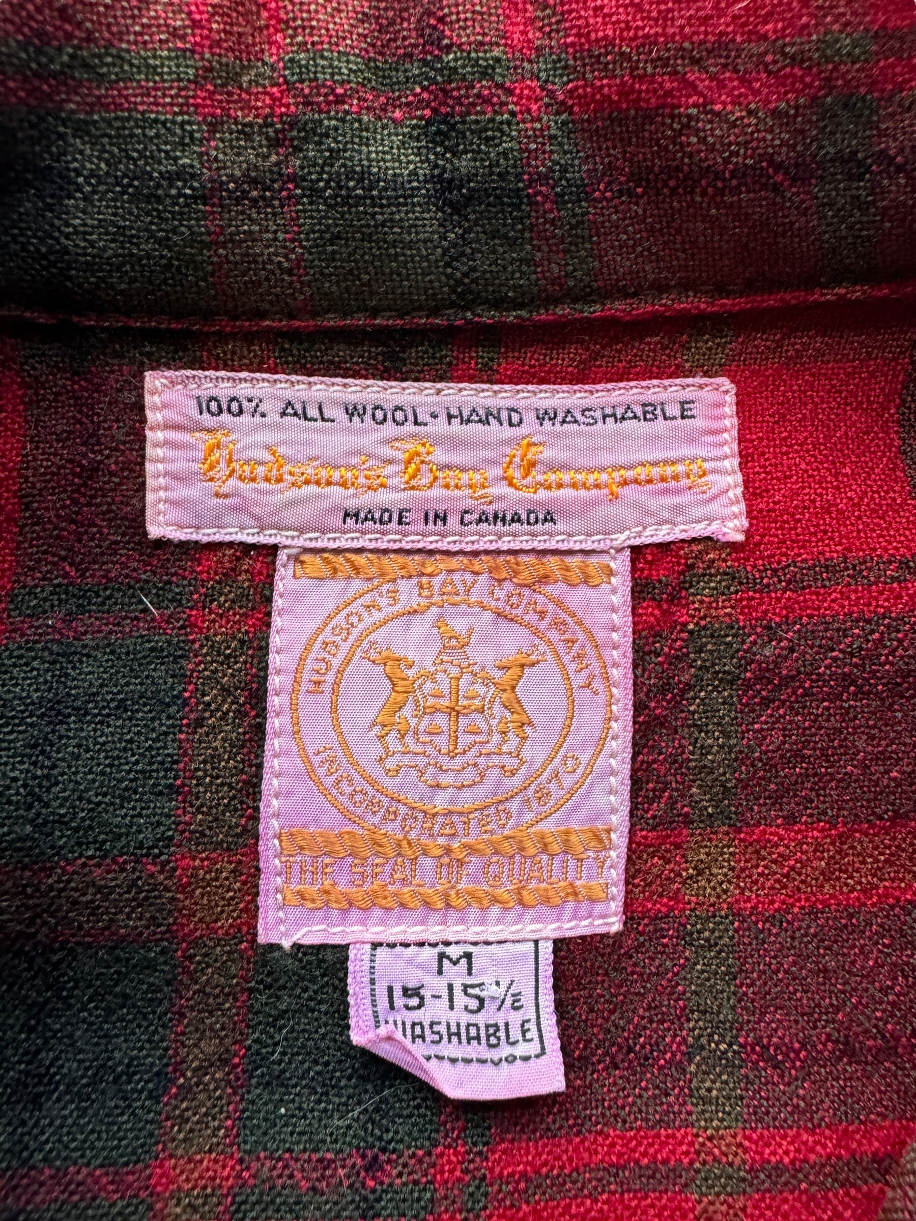 tag on Vintage Hudson's Bay Flannel SZ L