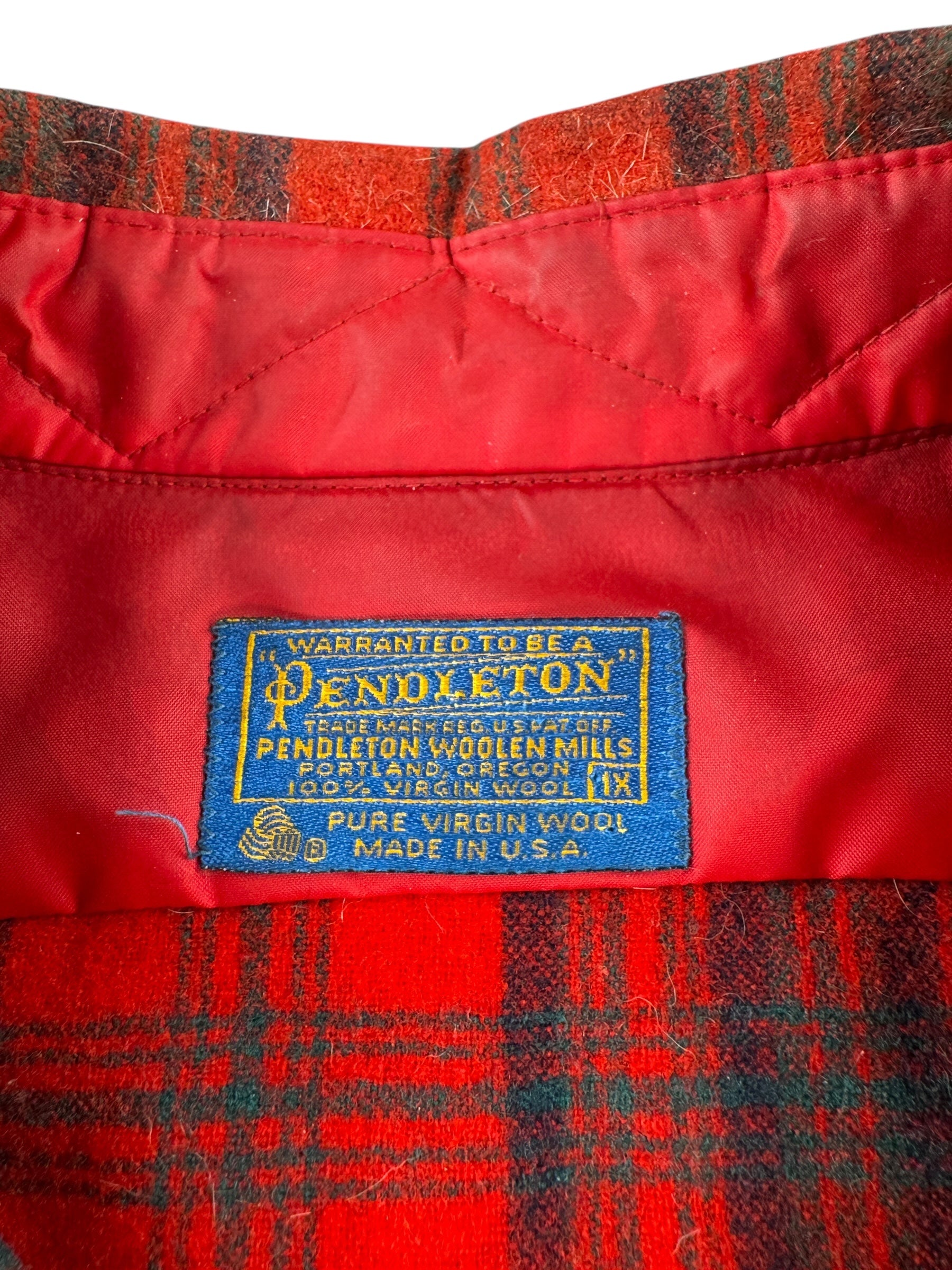 Tag on Vintage Pendleton Wool Flannel SZ XXL
