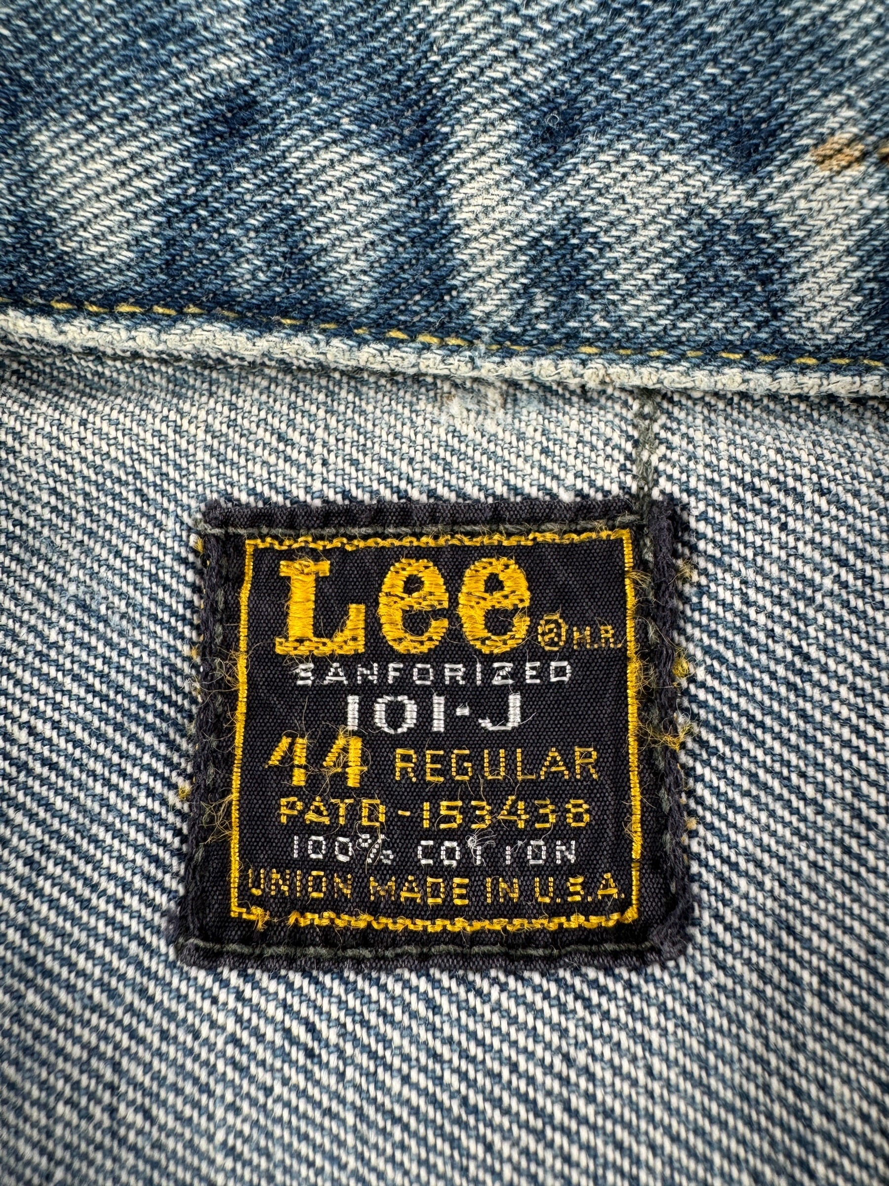 Label on Vintage 60s Lee 101-J Trucker Jacket SZ 44