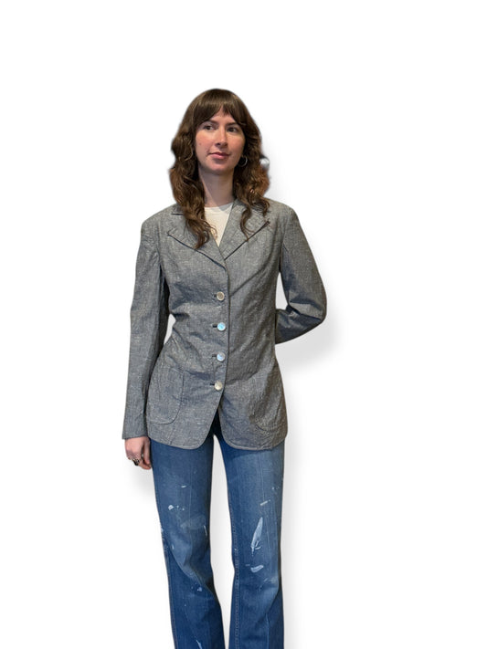 Front of Vintage 60s Silk Blend Blazer SZ S