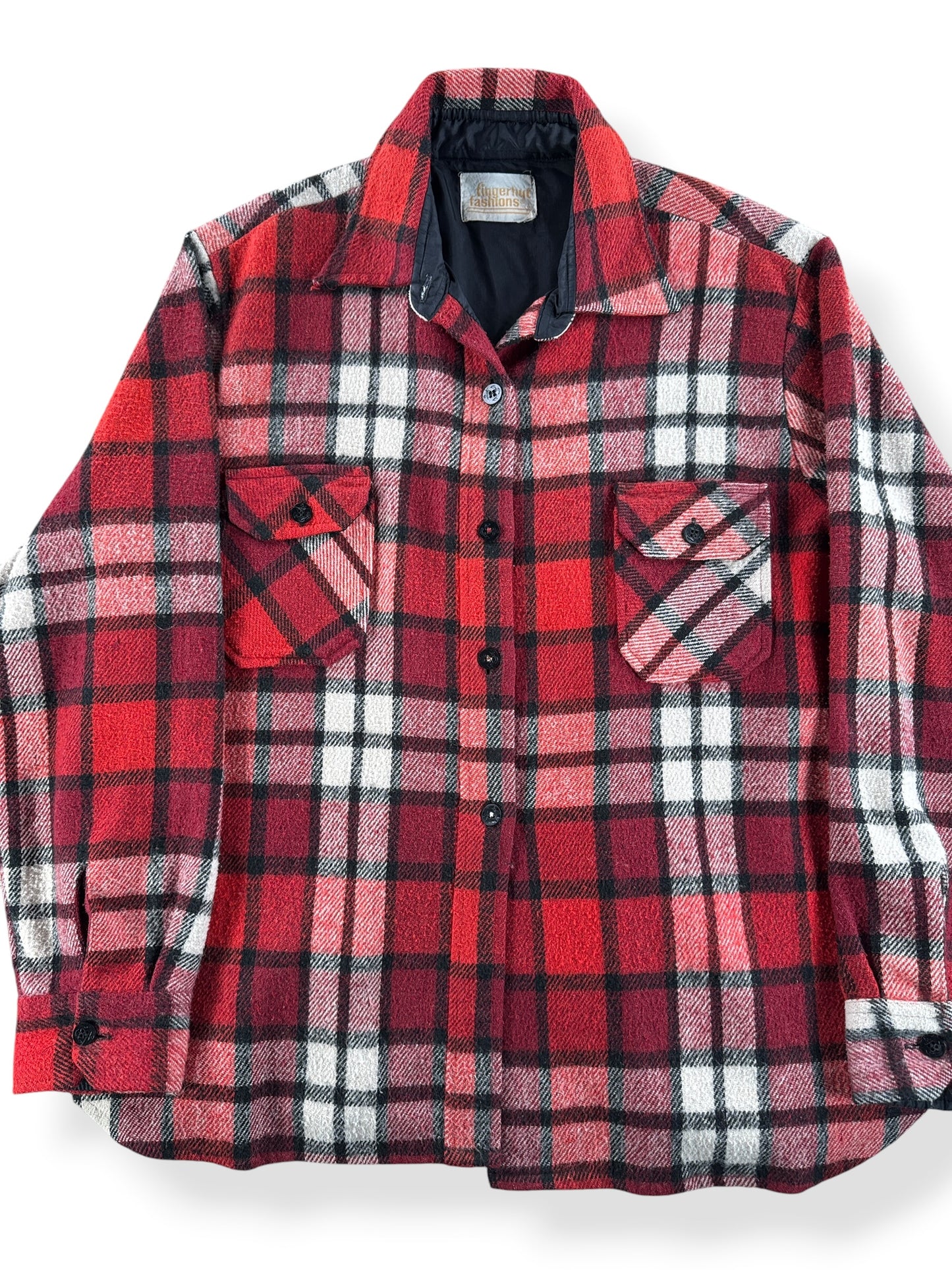 Front Close Up of Vintage Fingerhut Fashions CPO Flannel SZ L