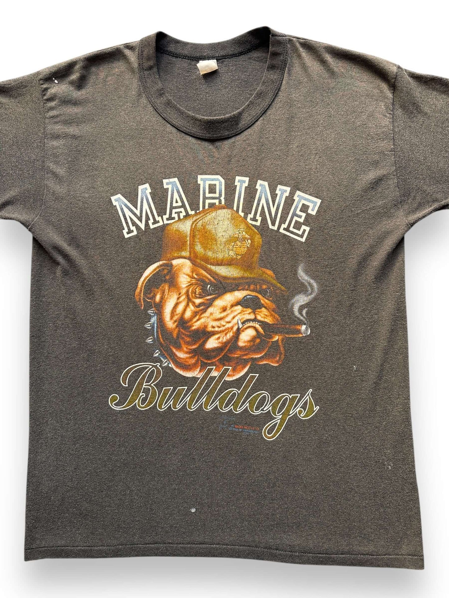 front close up of Vintage Bulldog Marines Tee SZ XL