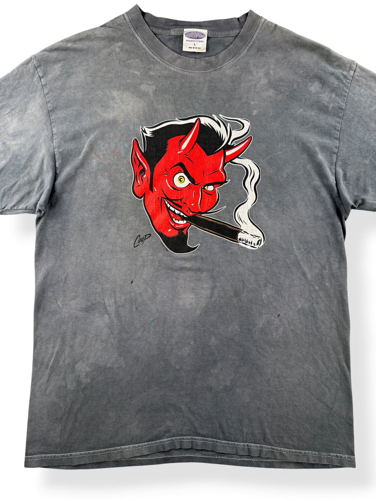 Close-up of Vintage Coop Devil Art Tee SZ L