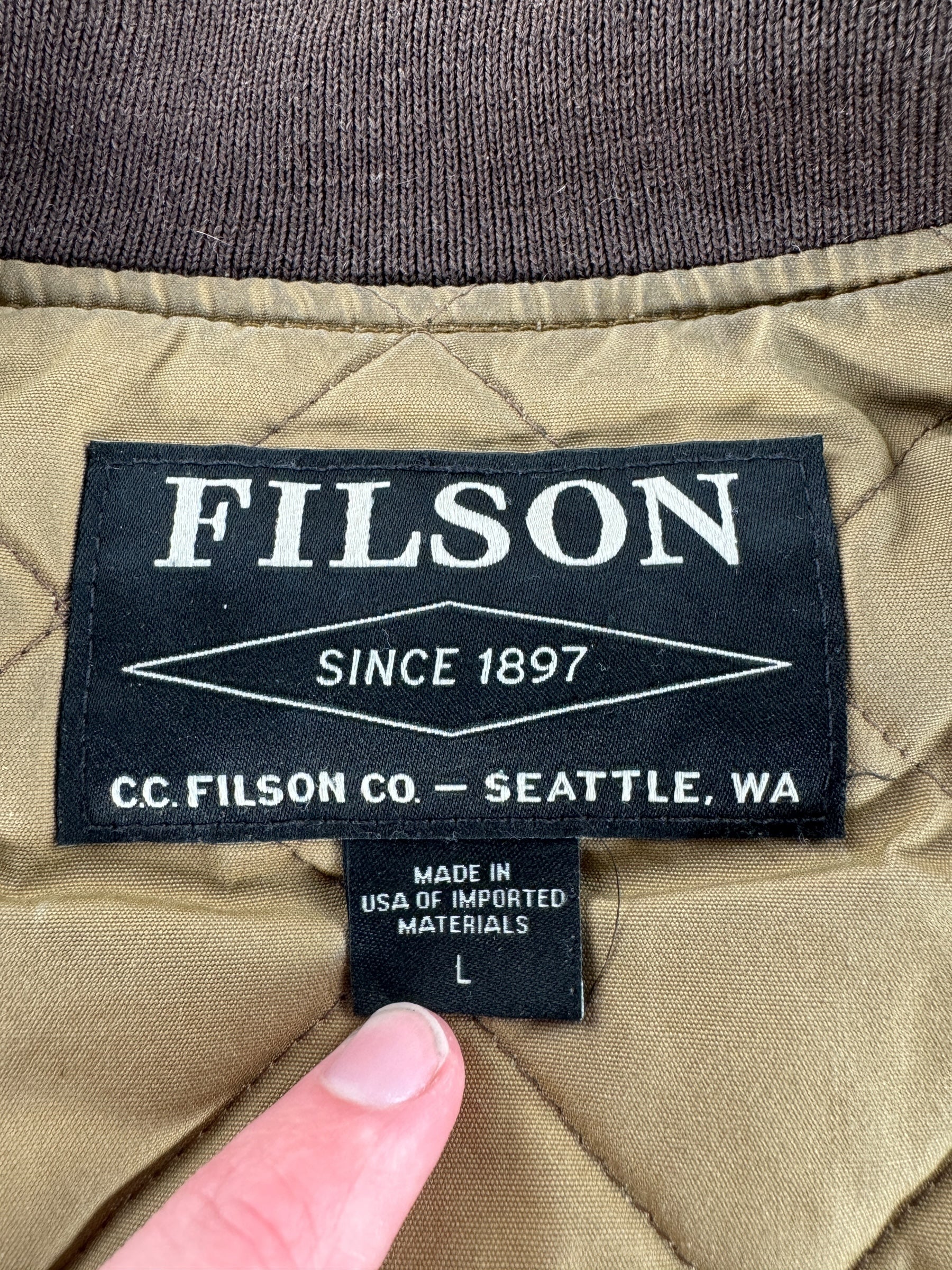 Tag on Modern Filson Primaloft Vest SZ L