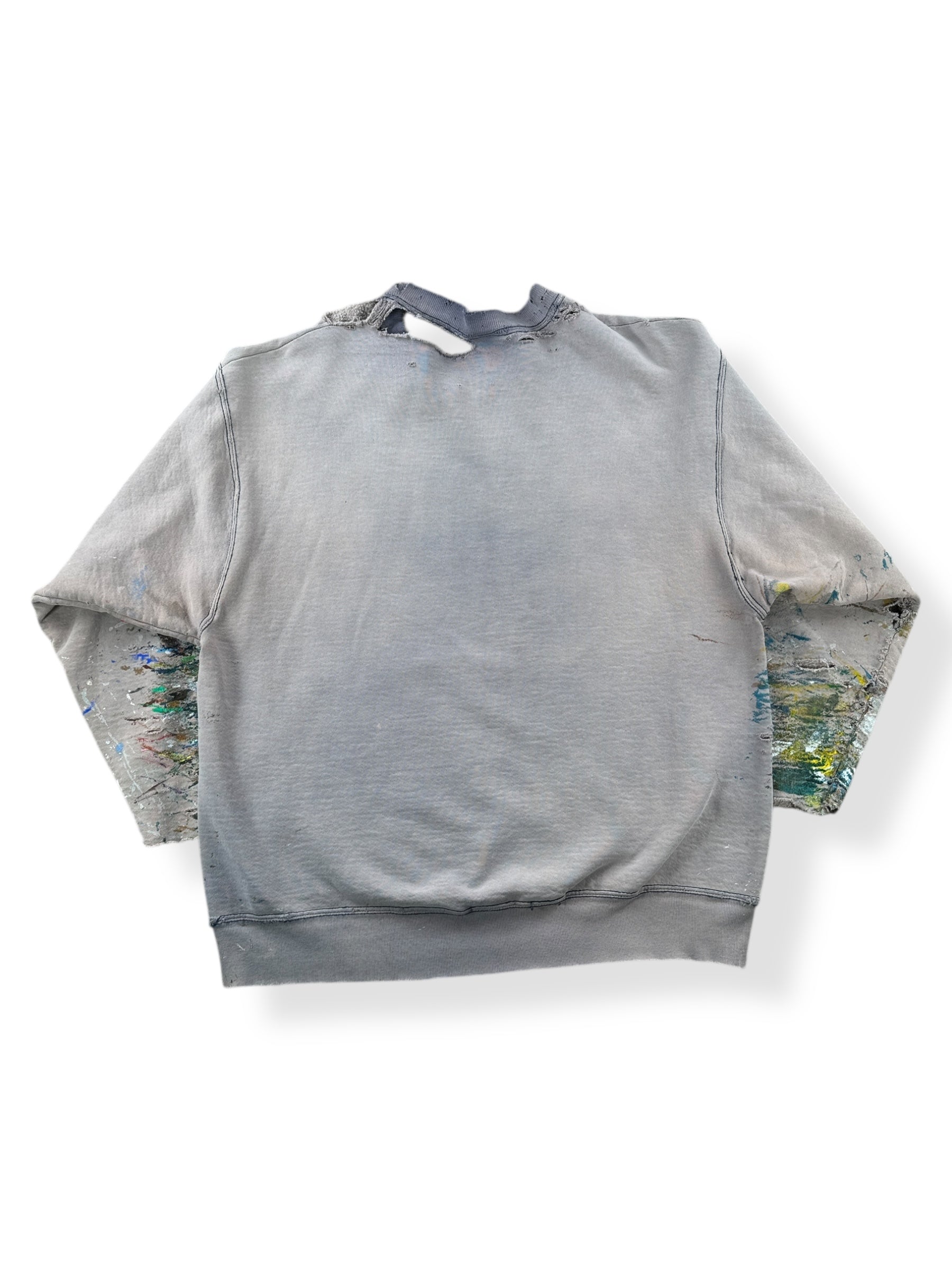 Back of Vintage Thrashed, Faded, and Splattered Crewneck SZ L