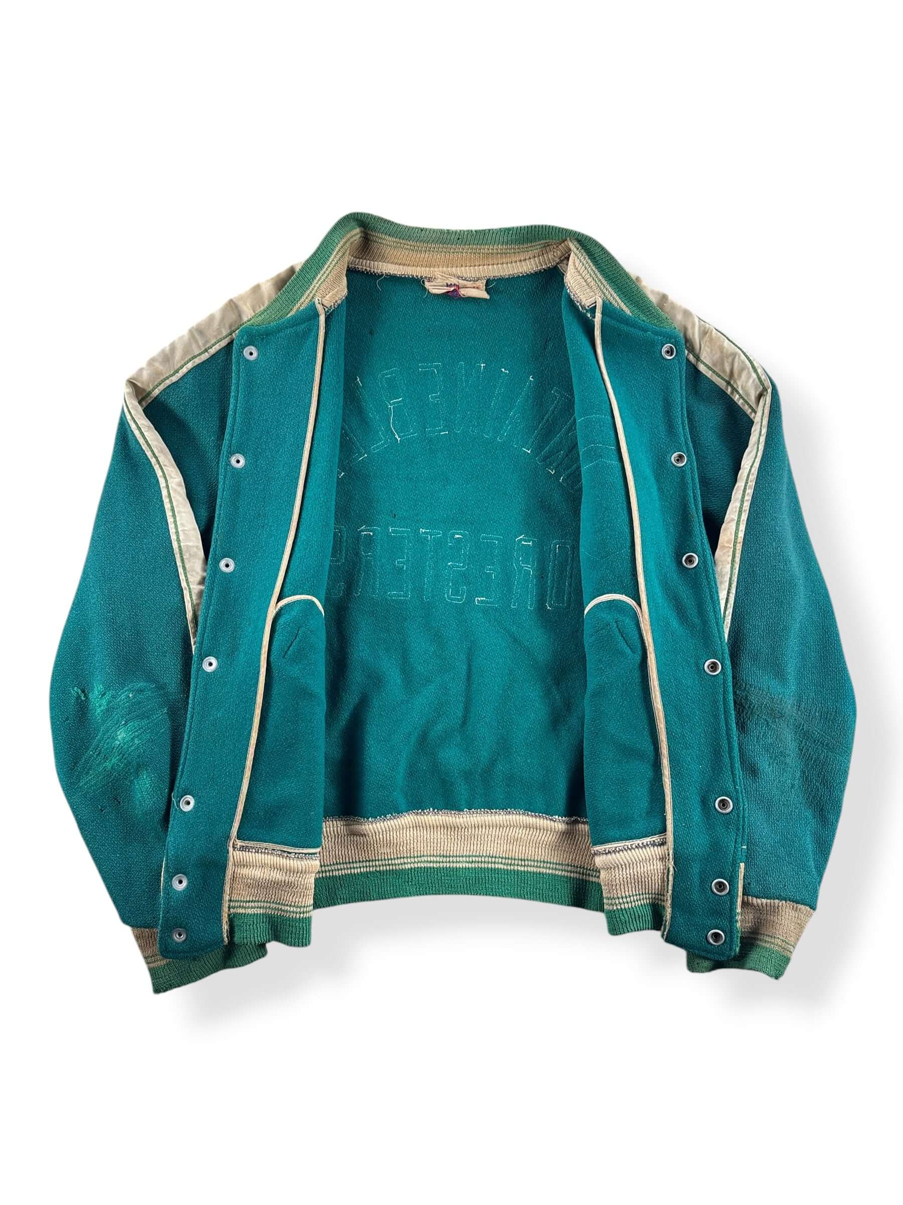 Inside of Vintage 1952 Fontainebleau Foresters Varsity Jacket SZ M